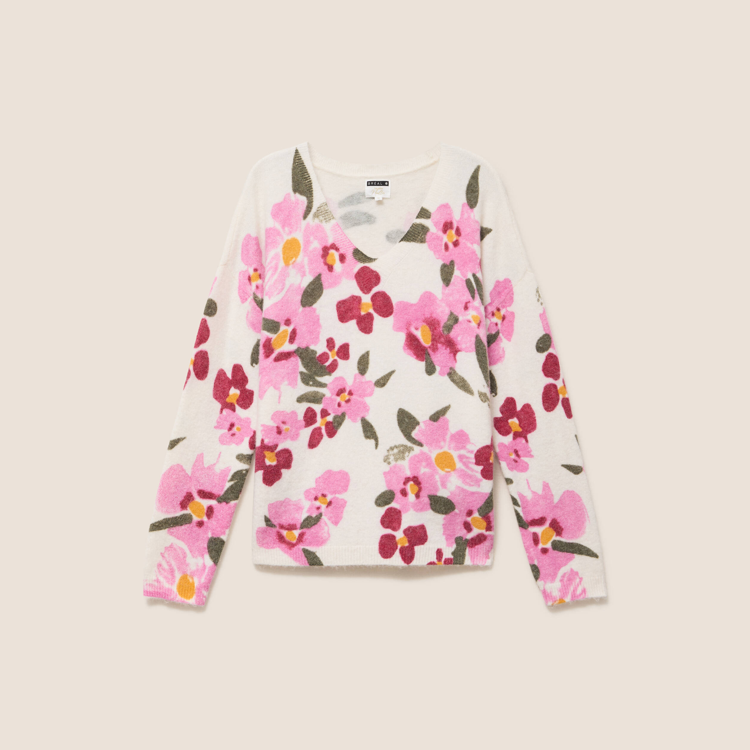 Pull manches longues multicolore femme