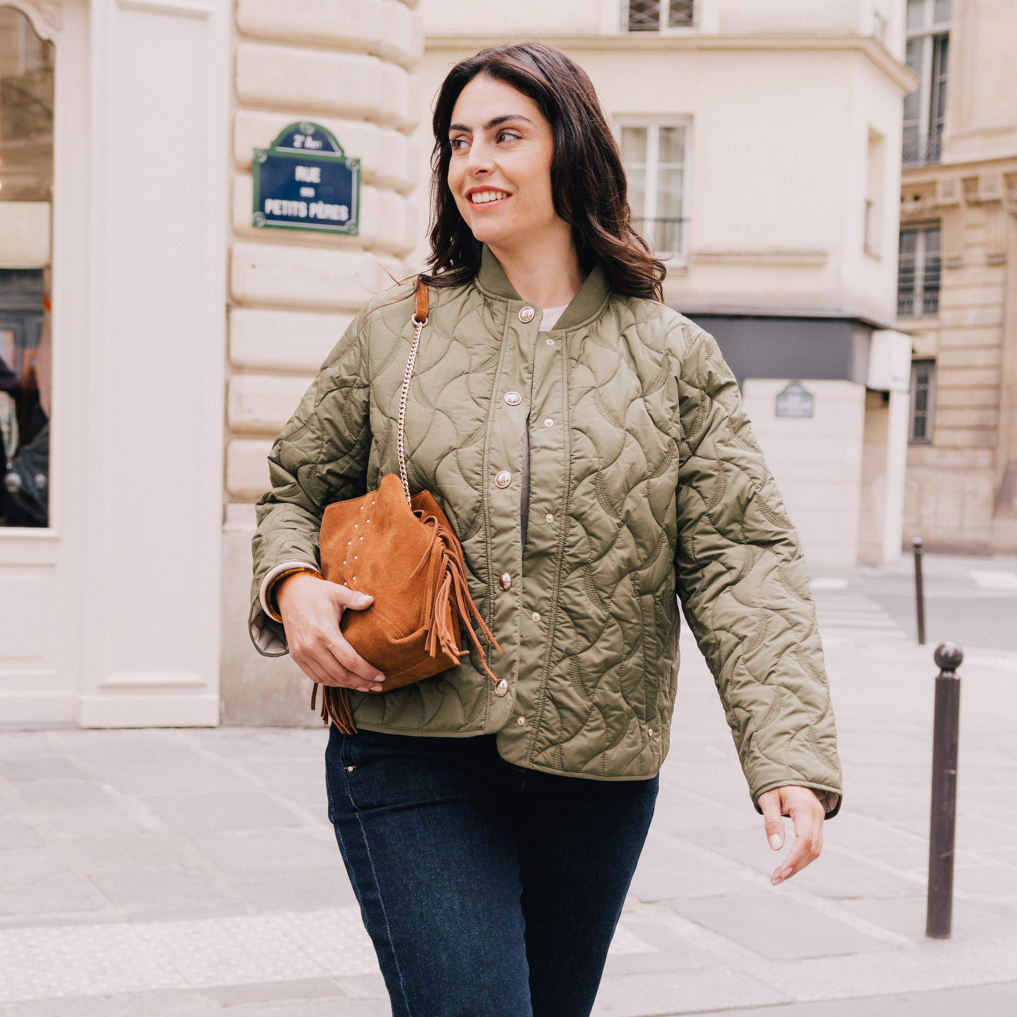 Doudoune doubl&eacute;e vert kaki femme
