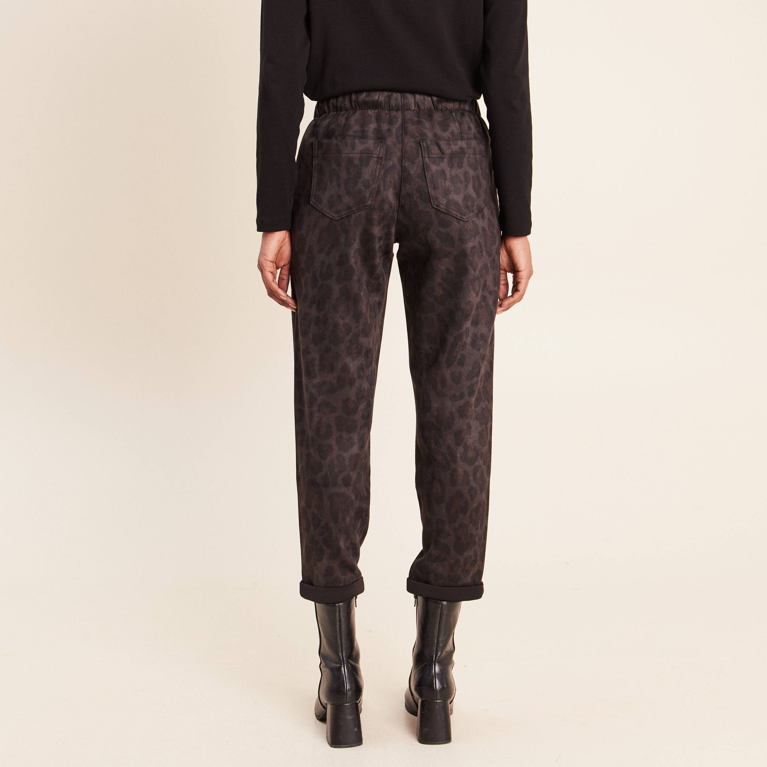 Pantalon coupe mom 7/8&egrave;me vert kaki femme