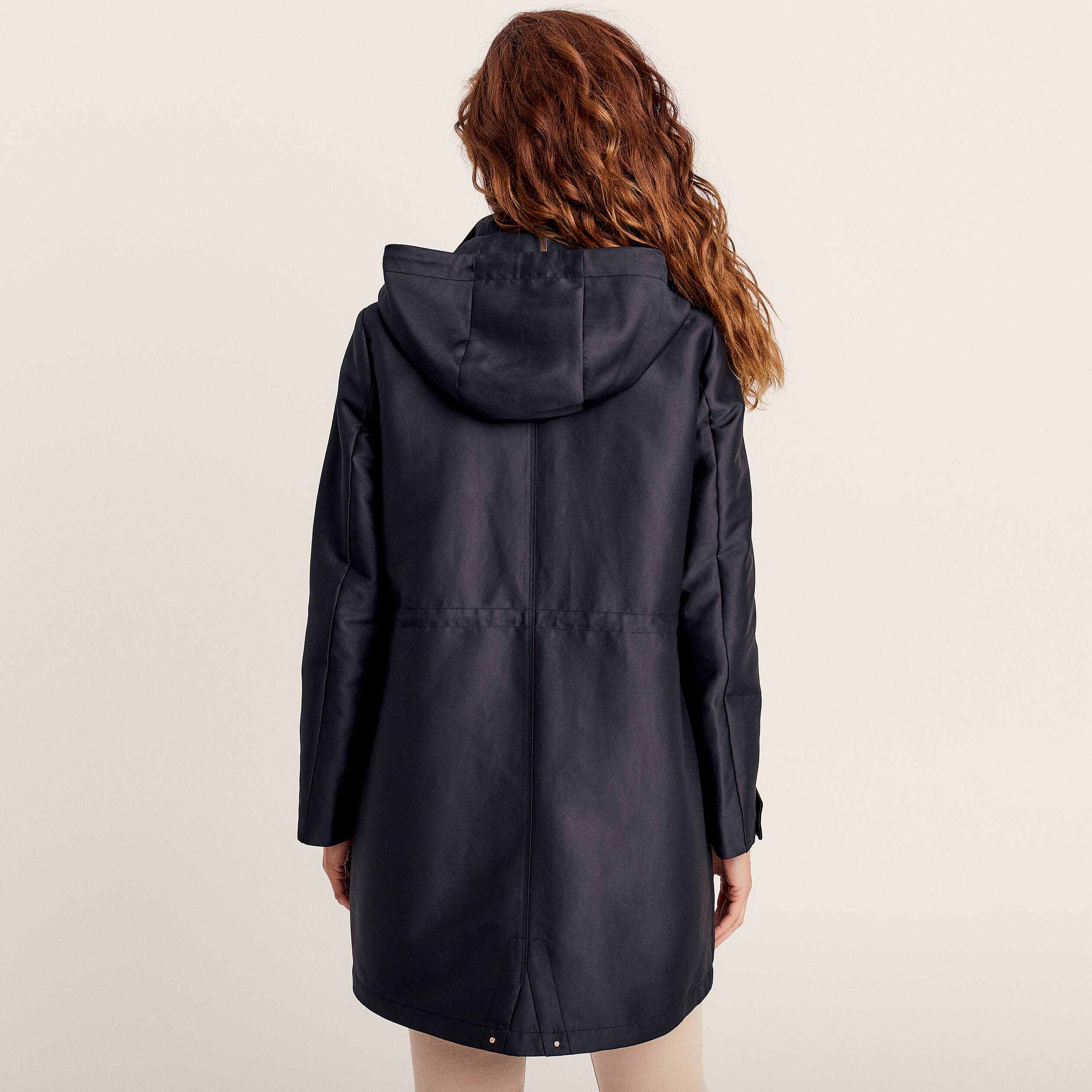 Parka 2-en-1 droite à capuche noir femme