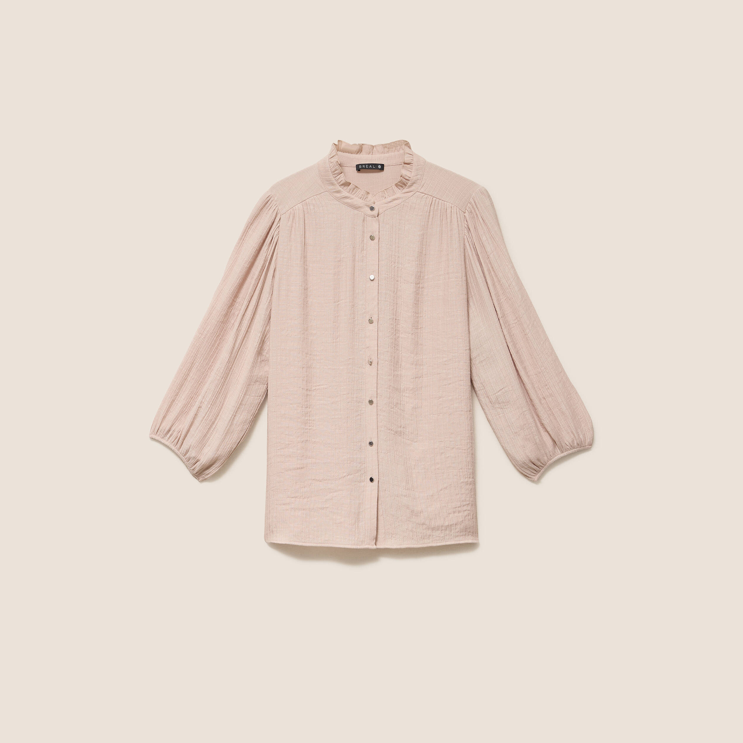 Chemise col montant manches 3/4 ivoire femme