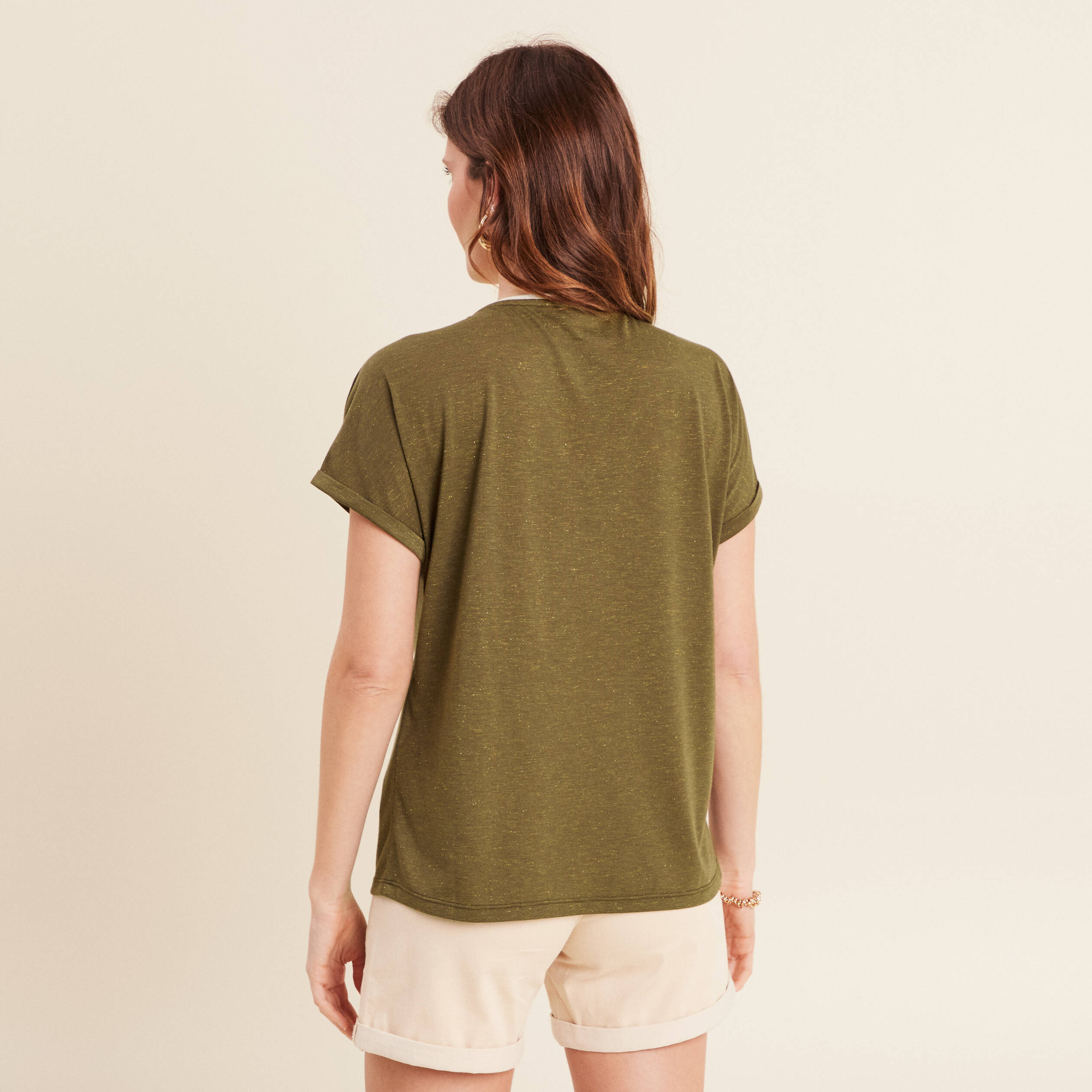 t shirt manches courtes vert olive femme T-shirt manches courtes vert olive femme