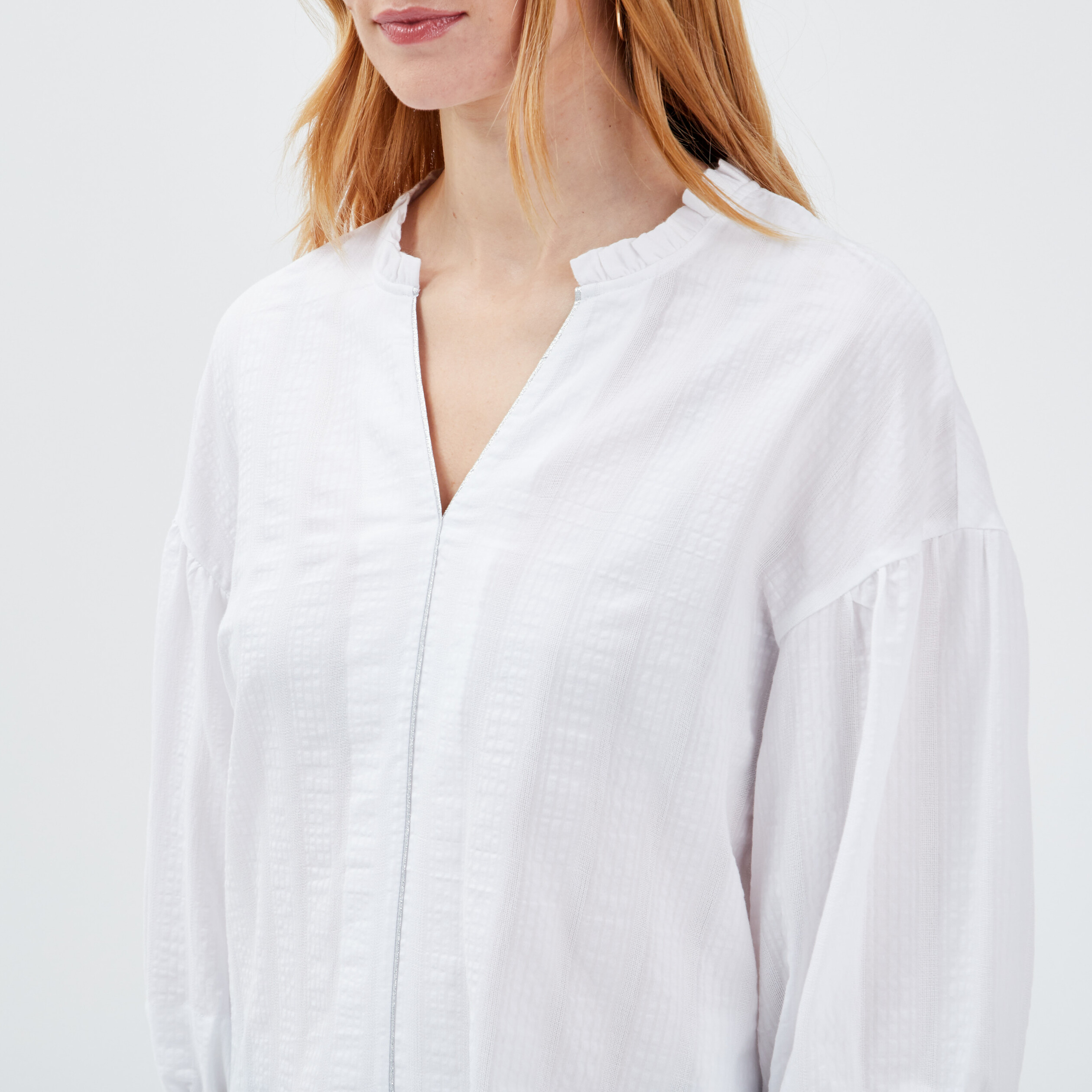 blouse manches 34 ecru femme Blouse manches 3/4 ecru femme