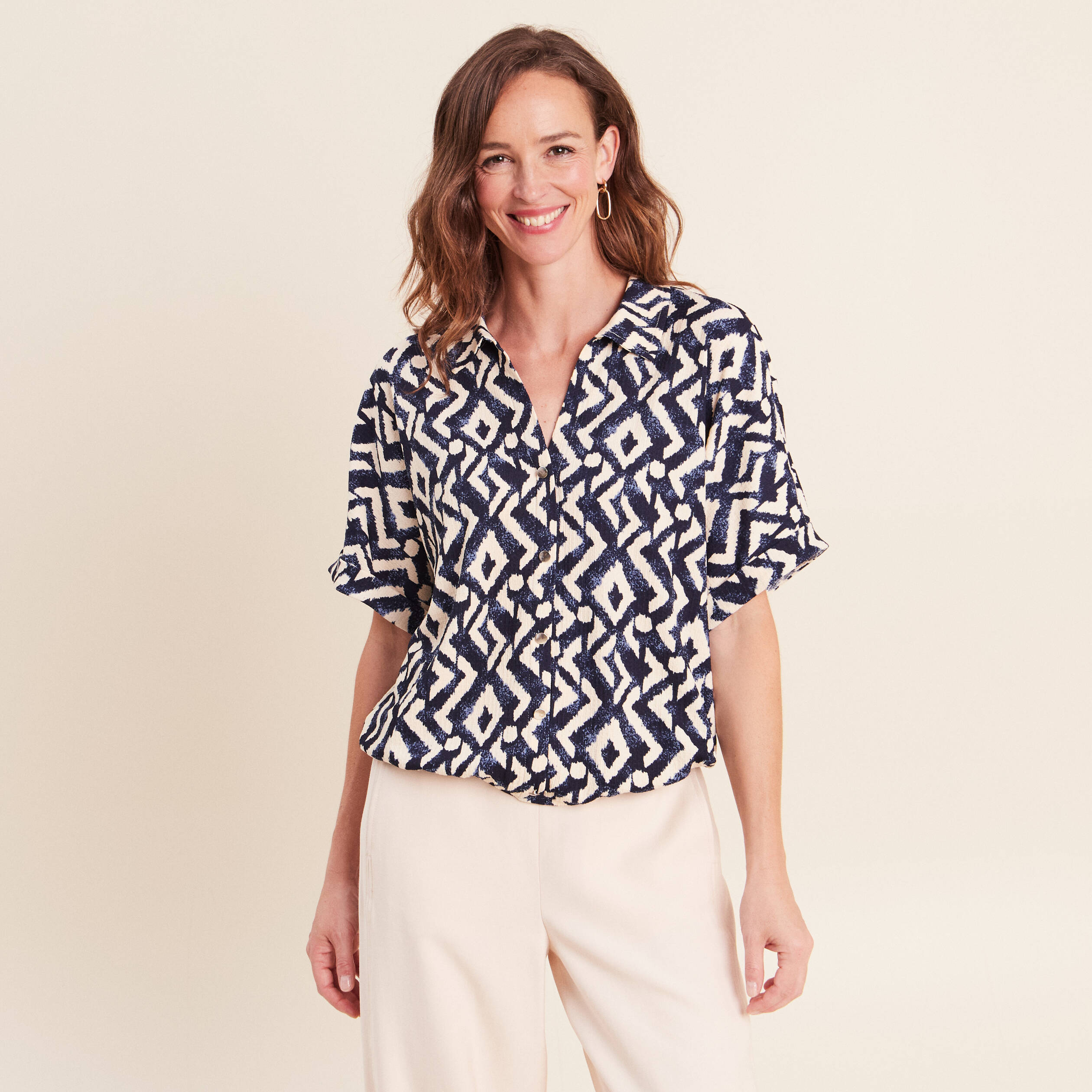 Chemisette manches courtes bleu femme