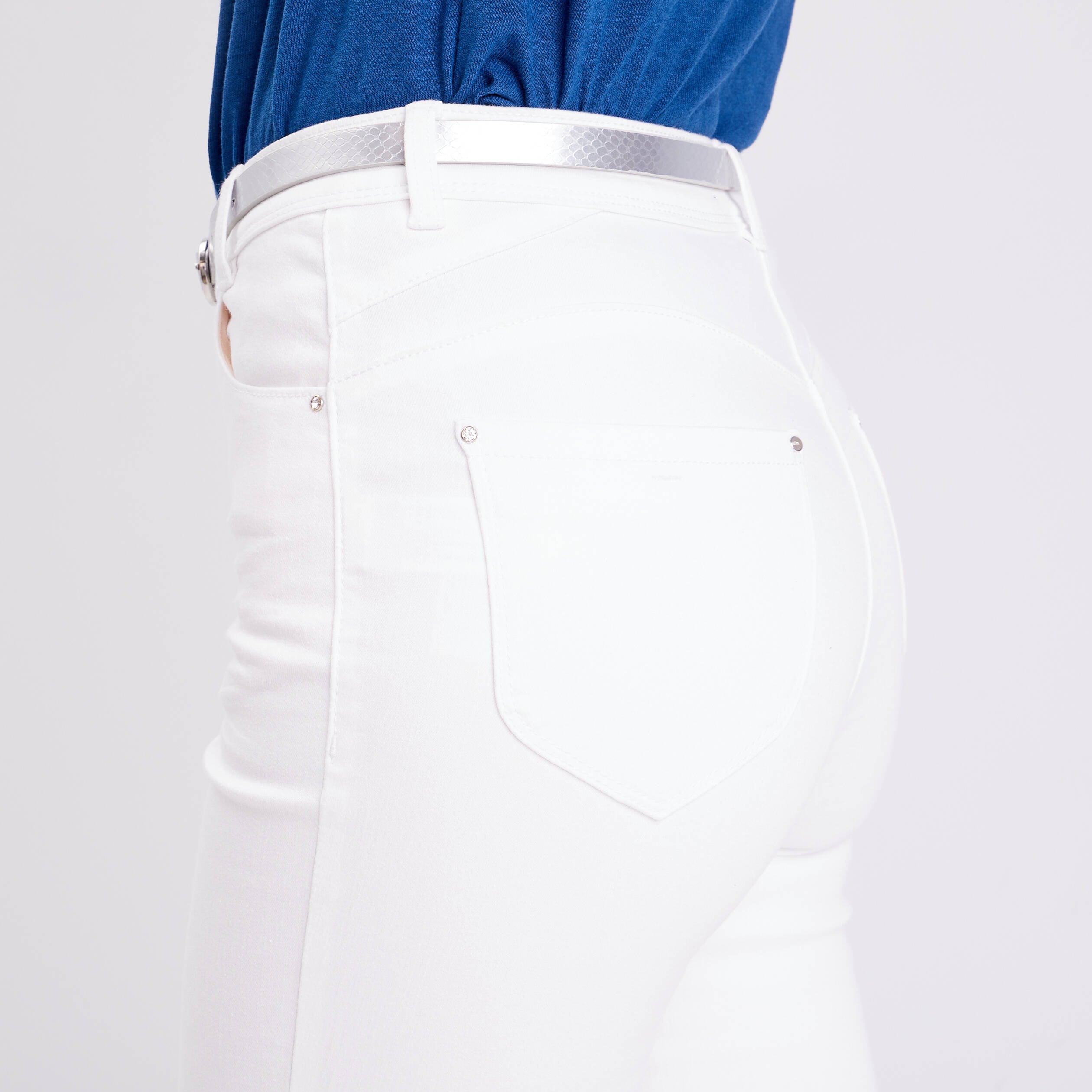 bermuda ajuste ceinture blanc femme Bermuda ajusté ceinturé blanc femme
