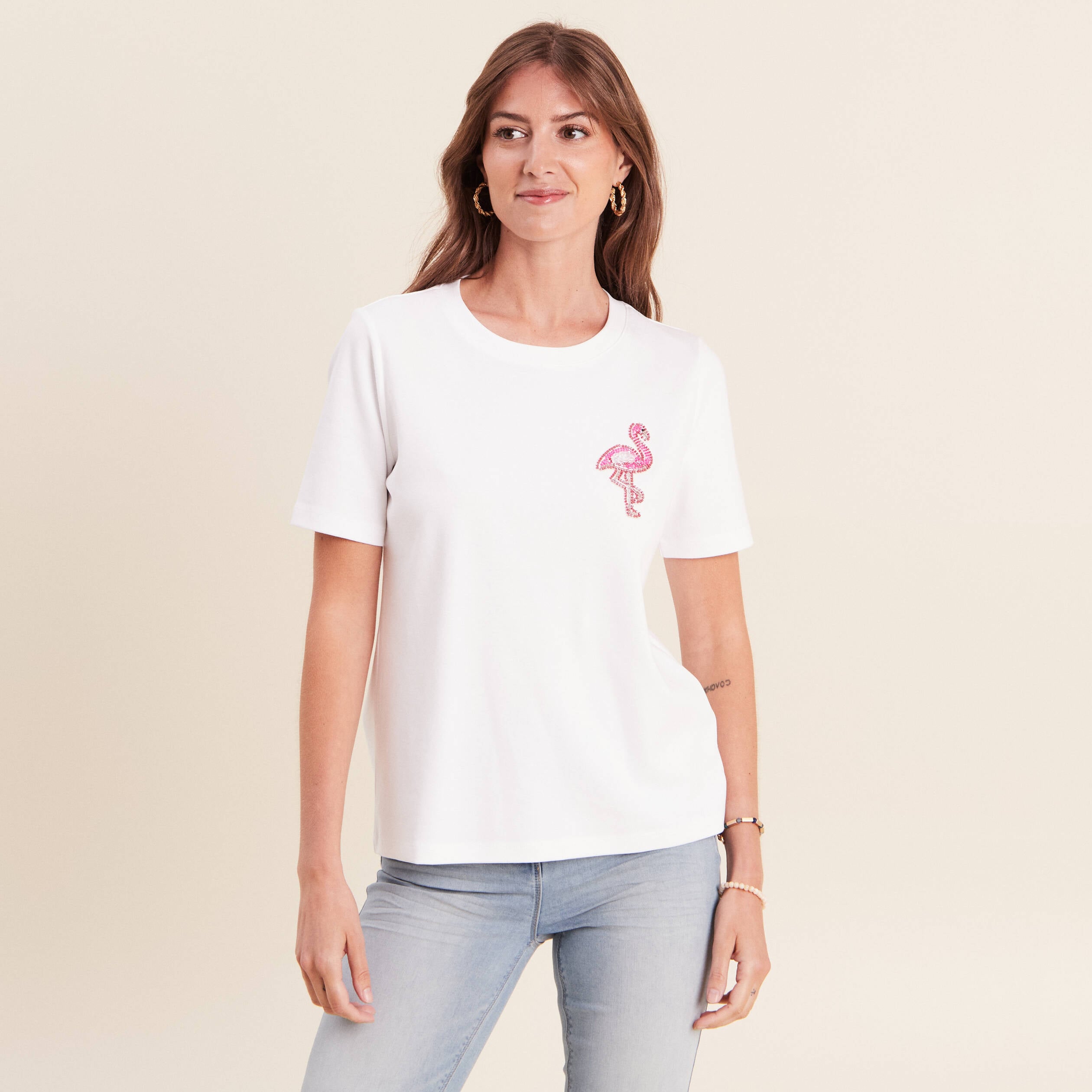 T-shirt manches courtes blanc femme