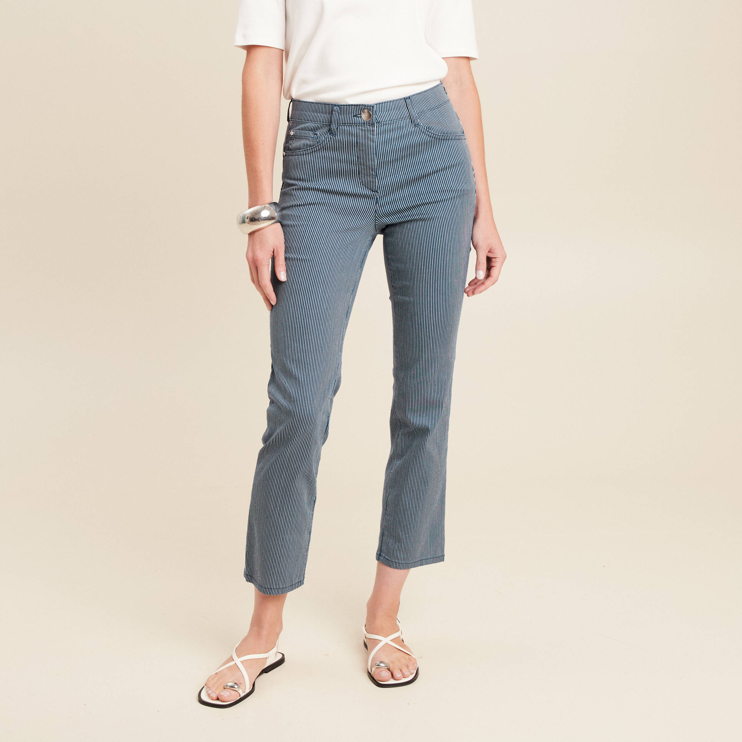 Pantalon magique Le L&eacute;ger coupe droite bleu marine femme