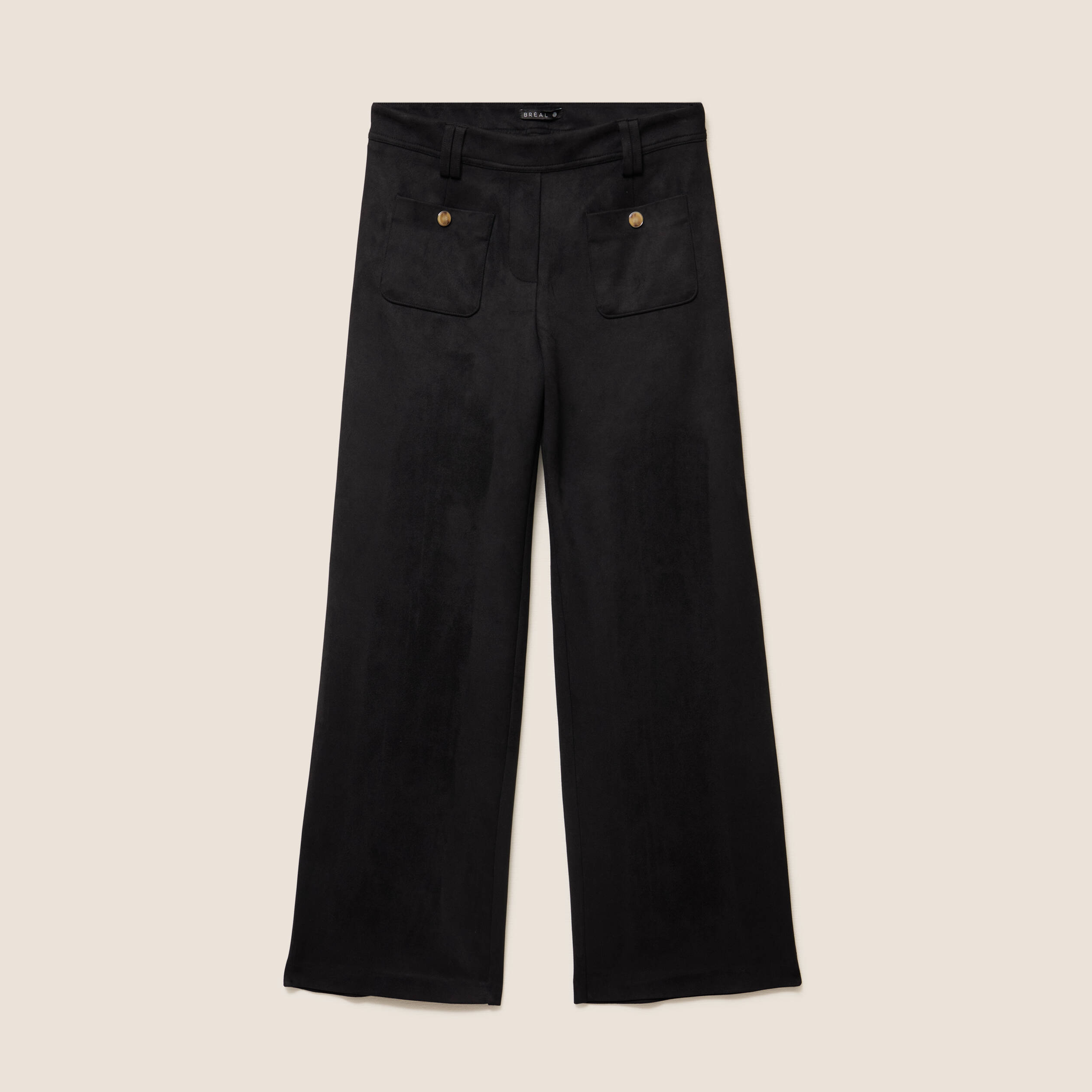 Pantalon aspect daim noir femme