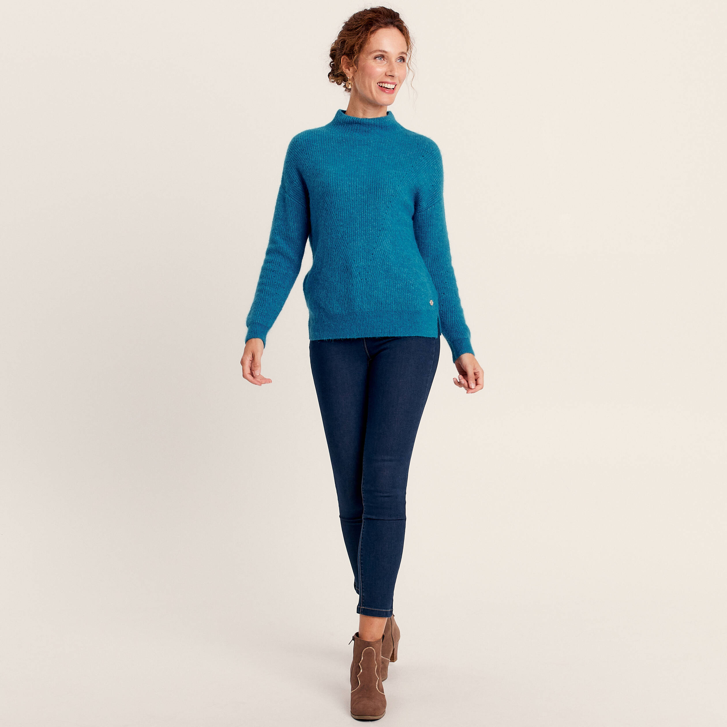 pull manches longues bleu canard femme Pull manches longues bleu canard femme