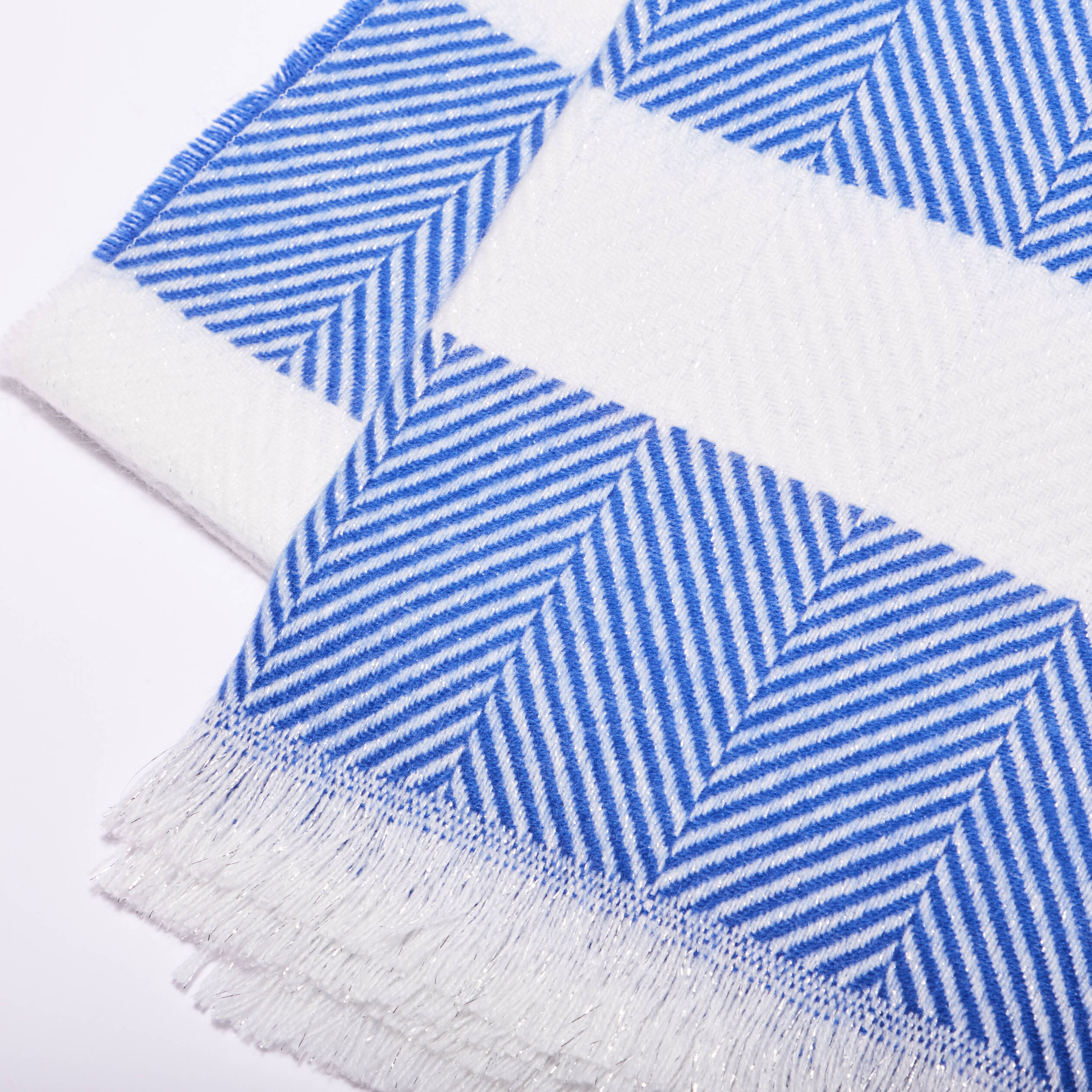 Écharpe à franges bleu electrique femme