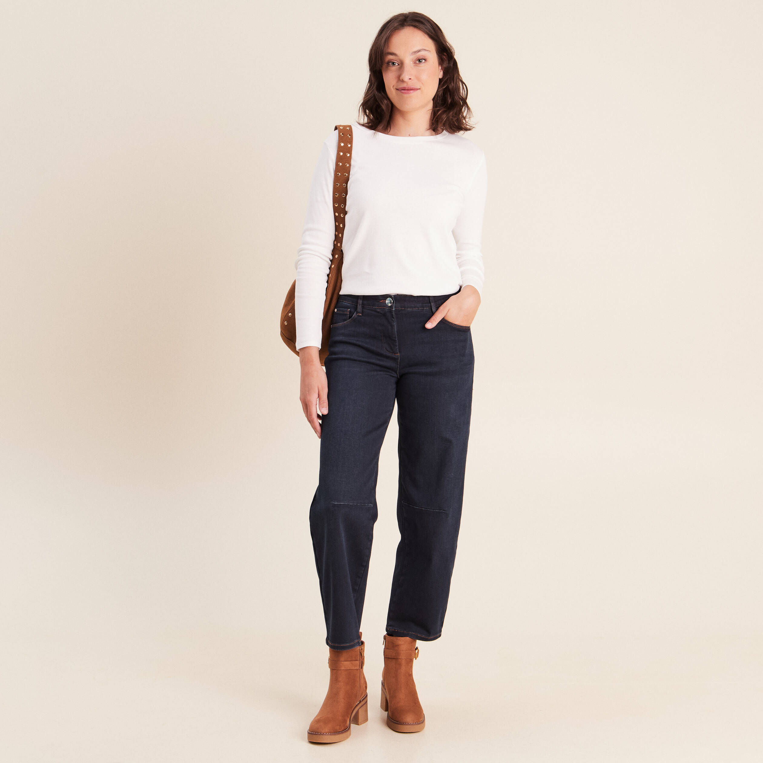 Pantalon magique coupe barrel l'Unique denim blue black femme