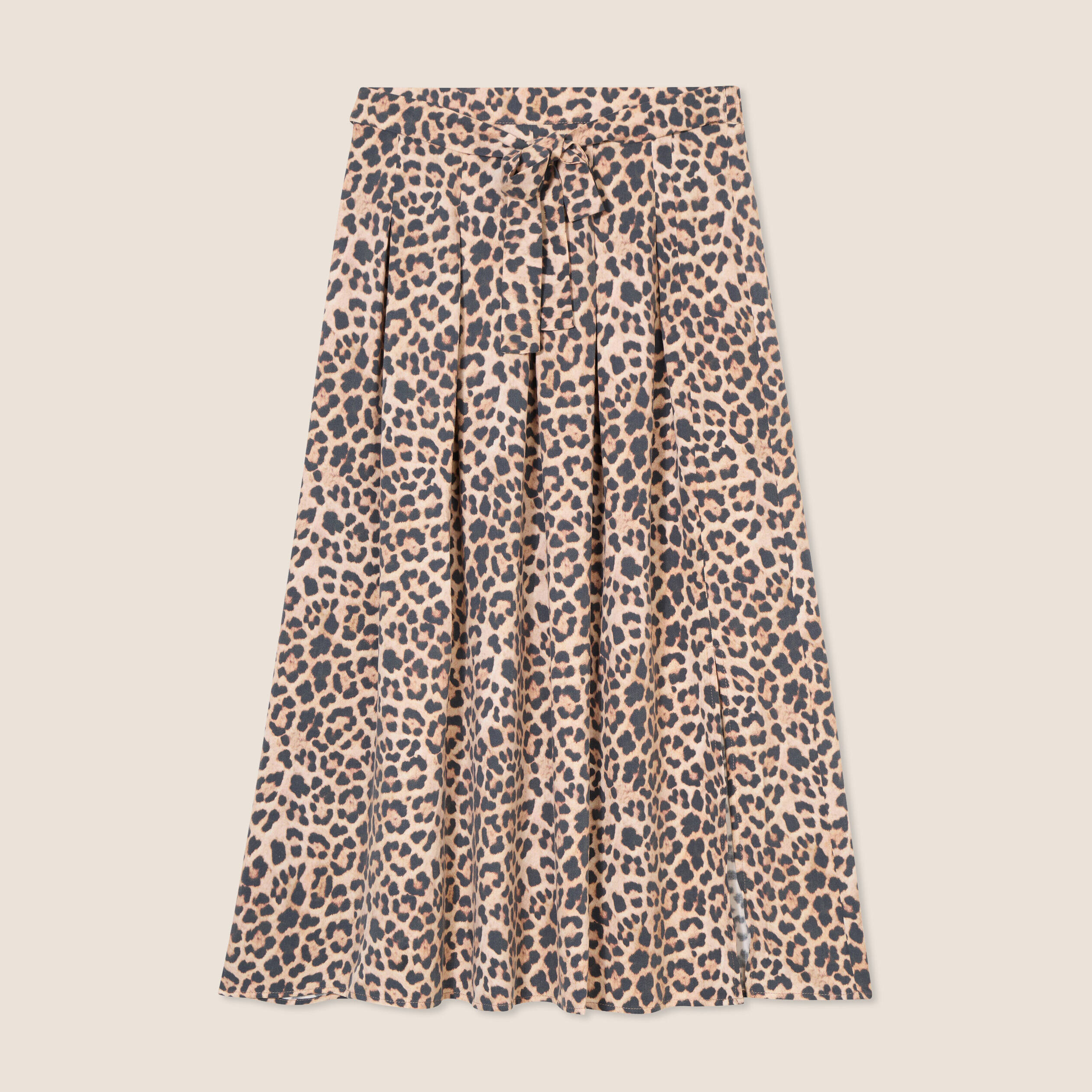 jupe midi evasee plissee sable femme Jupe midi évasée plissée sable femme