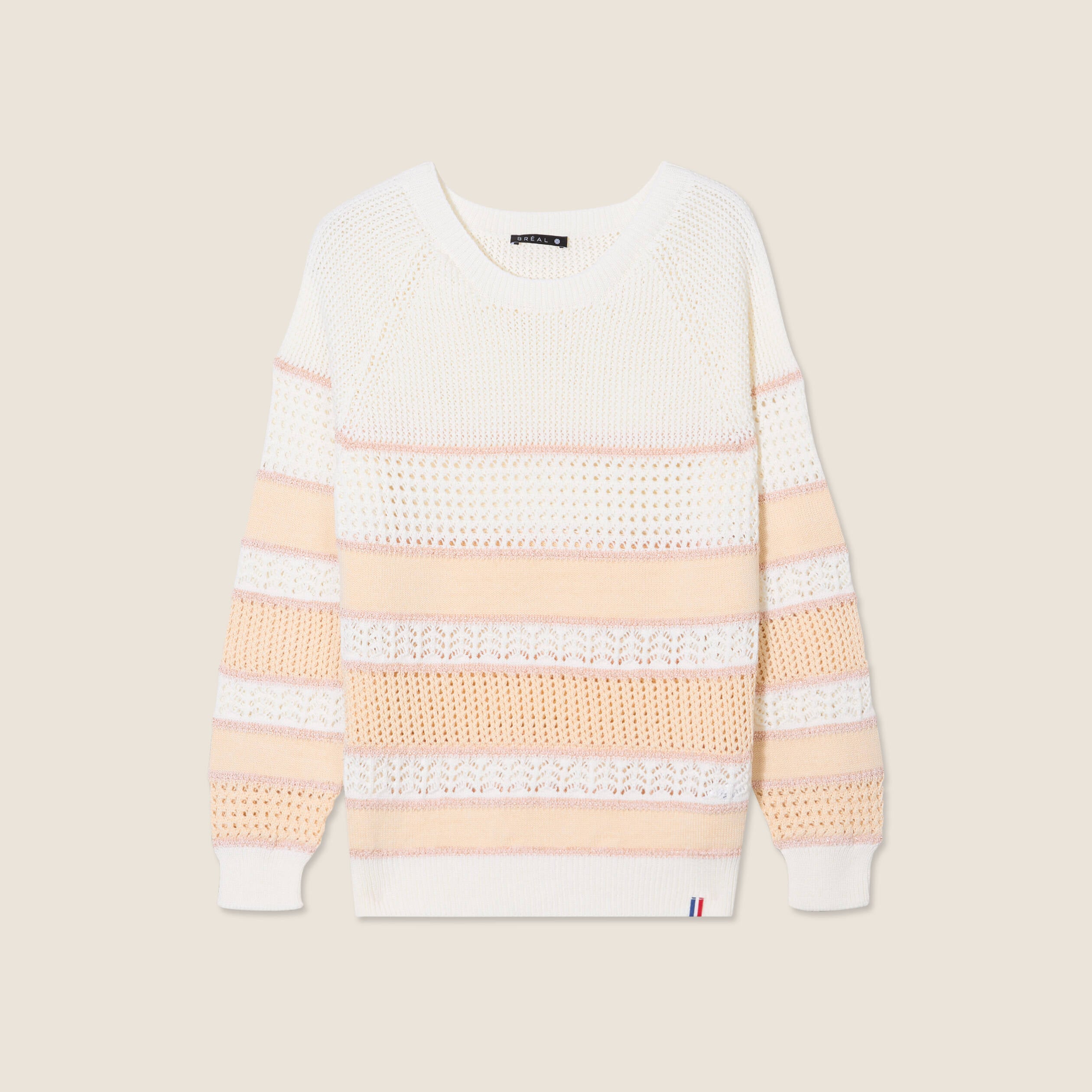 Pull manches longues beige femme