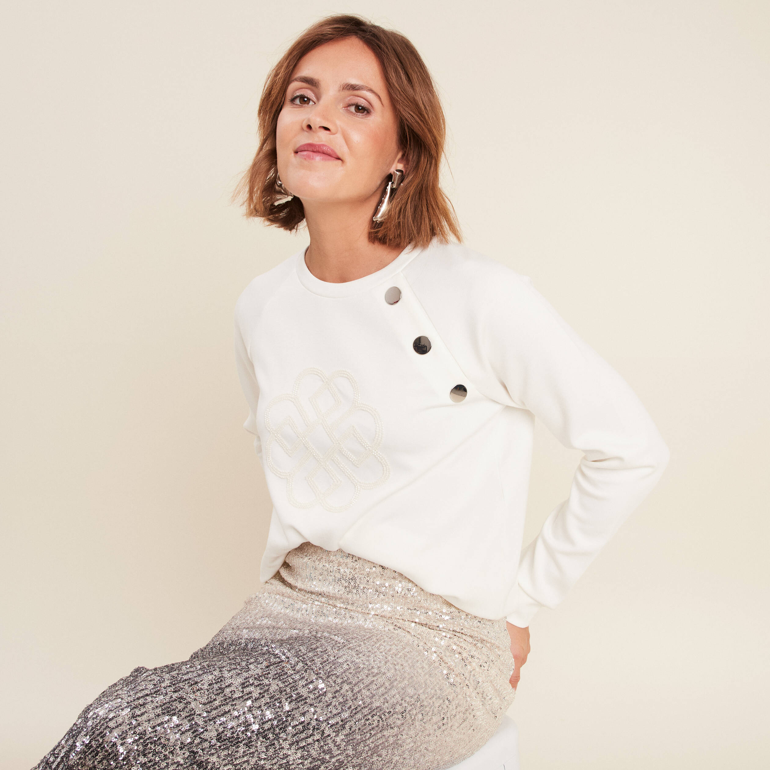 t shirt manches longues ecru femme T-shirt manches longues ecru femme