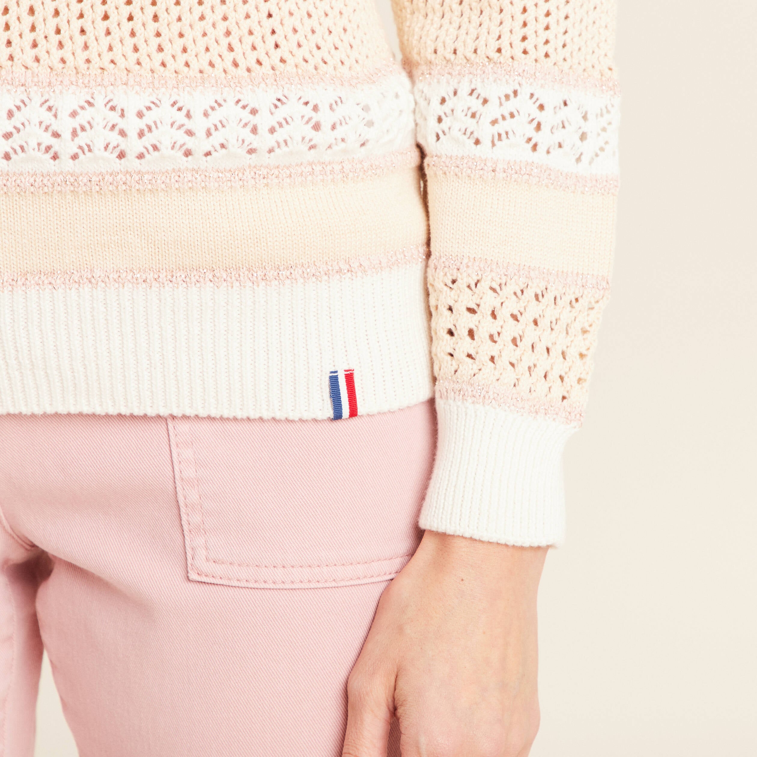 Pull manches longues beige femme