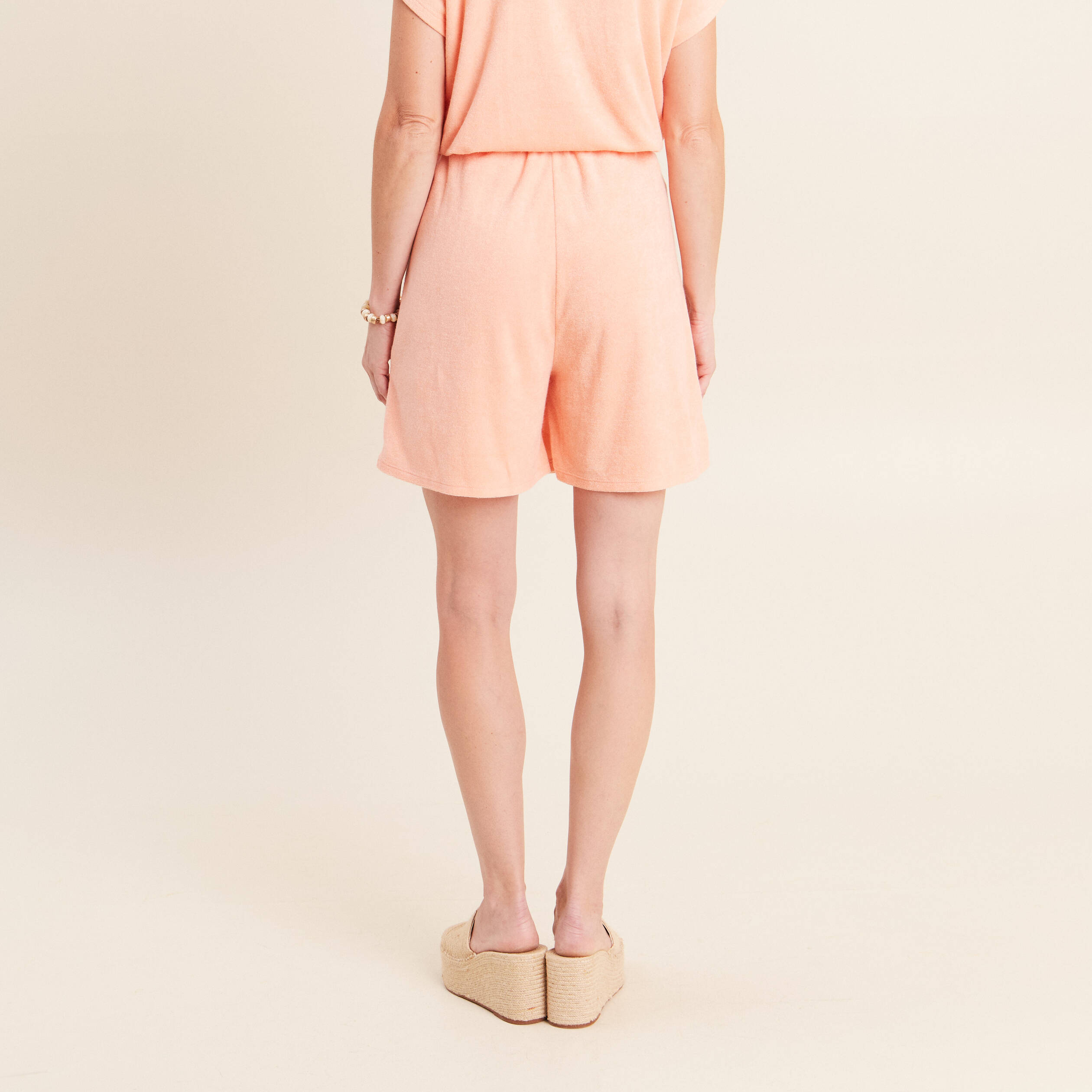 Short taille haute orange abricot femme