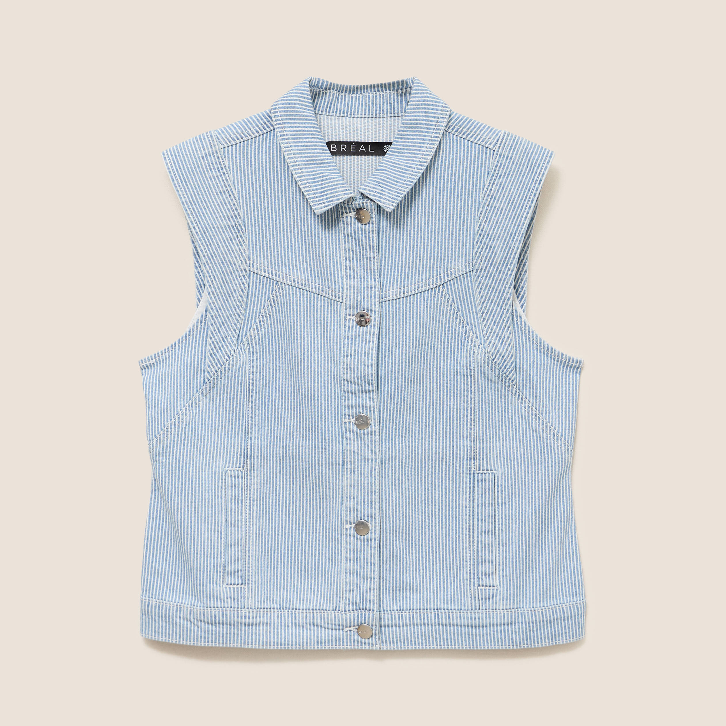 Veste sans manches en jean bleu femme