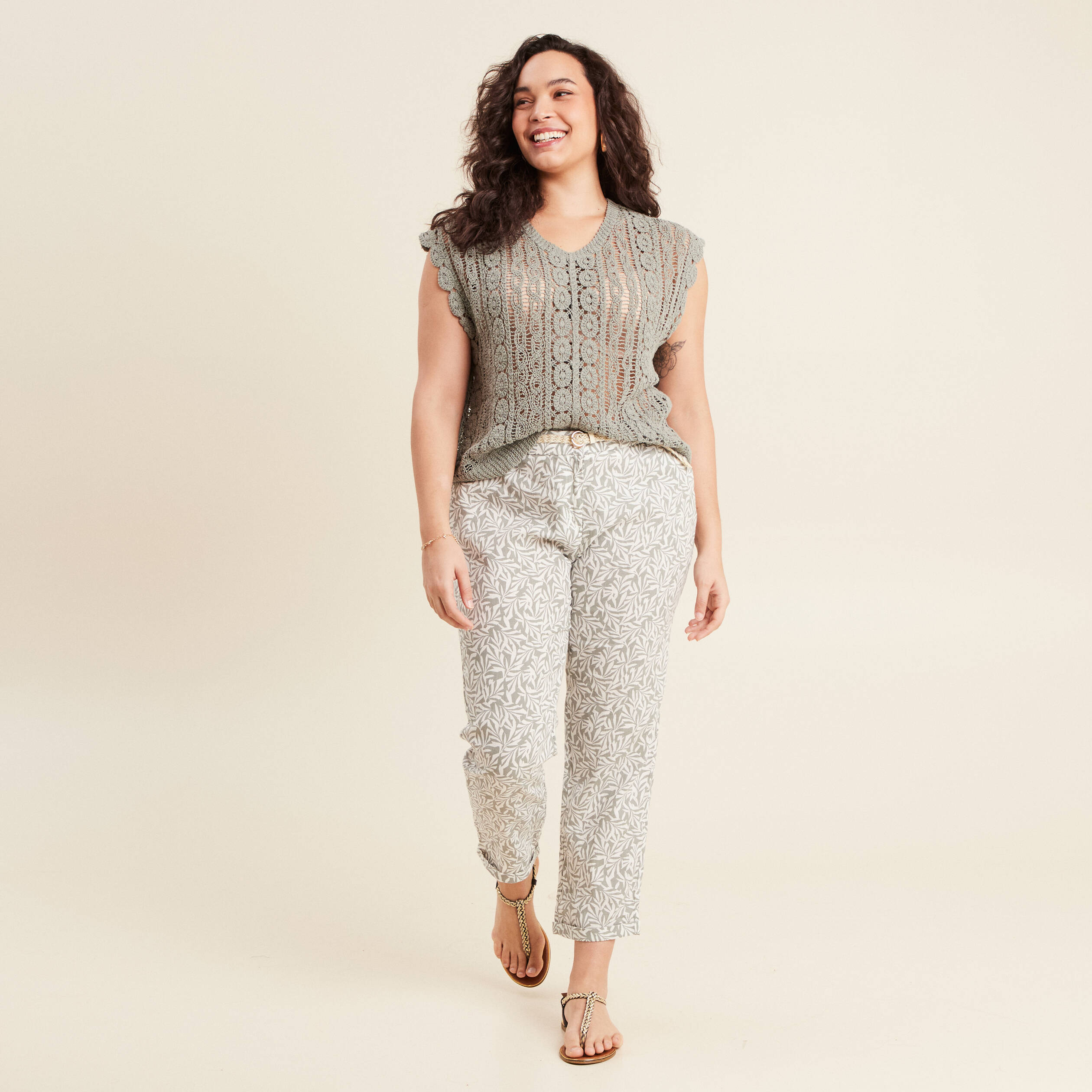 debardeur macrame vert clair femme Débardeur macramé vert clair femme