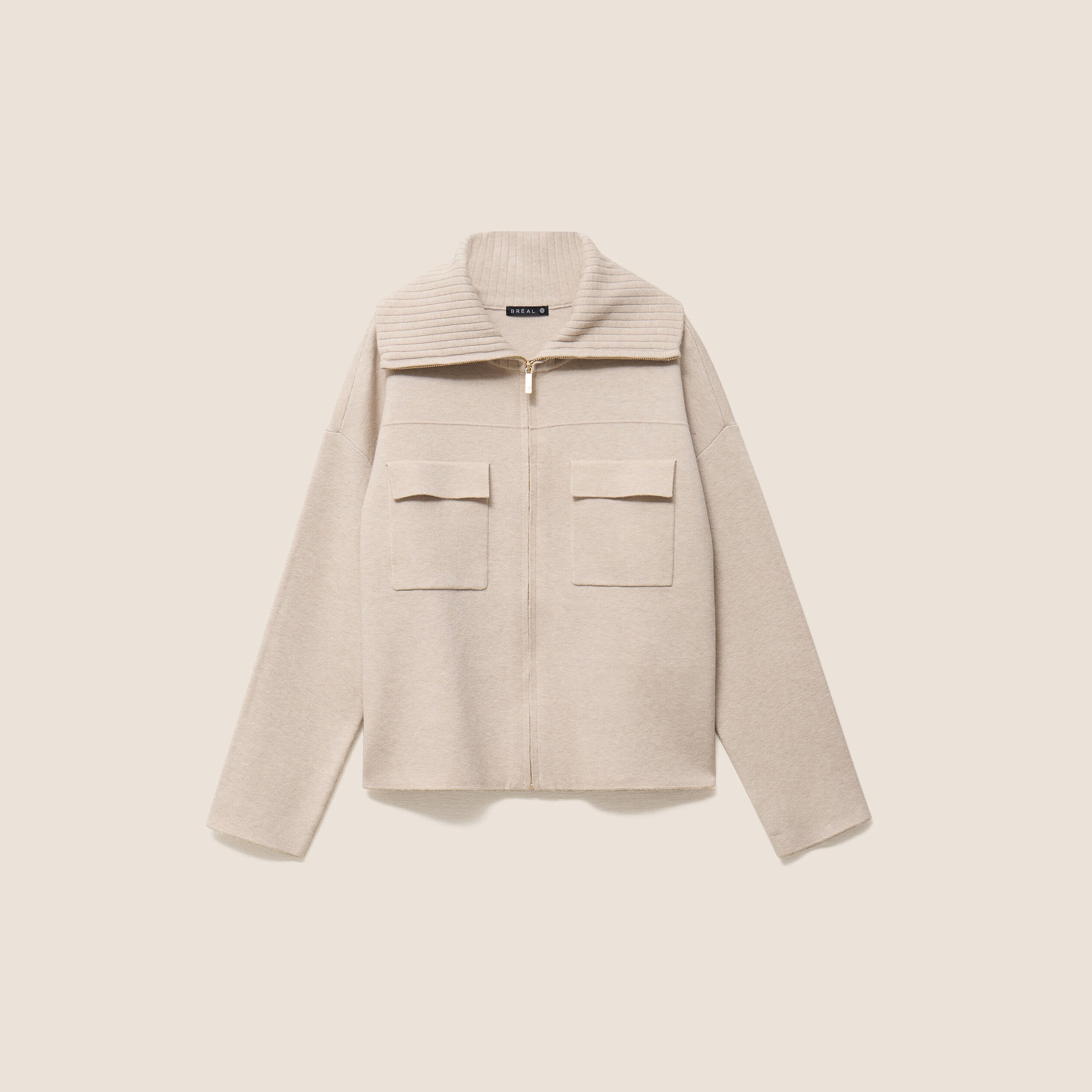 Cardigan col camionneur beige femme