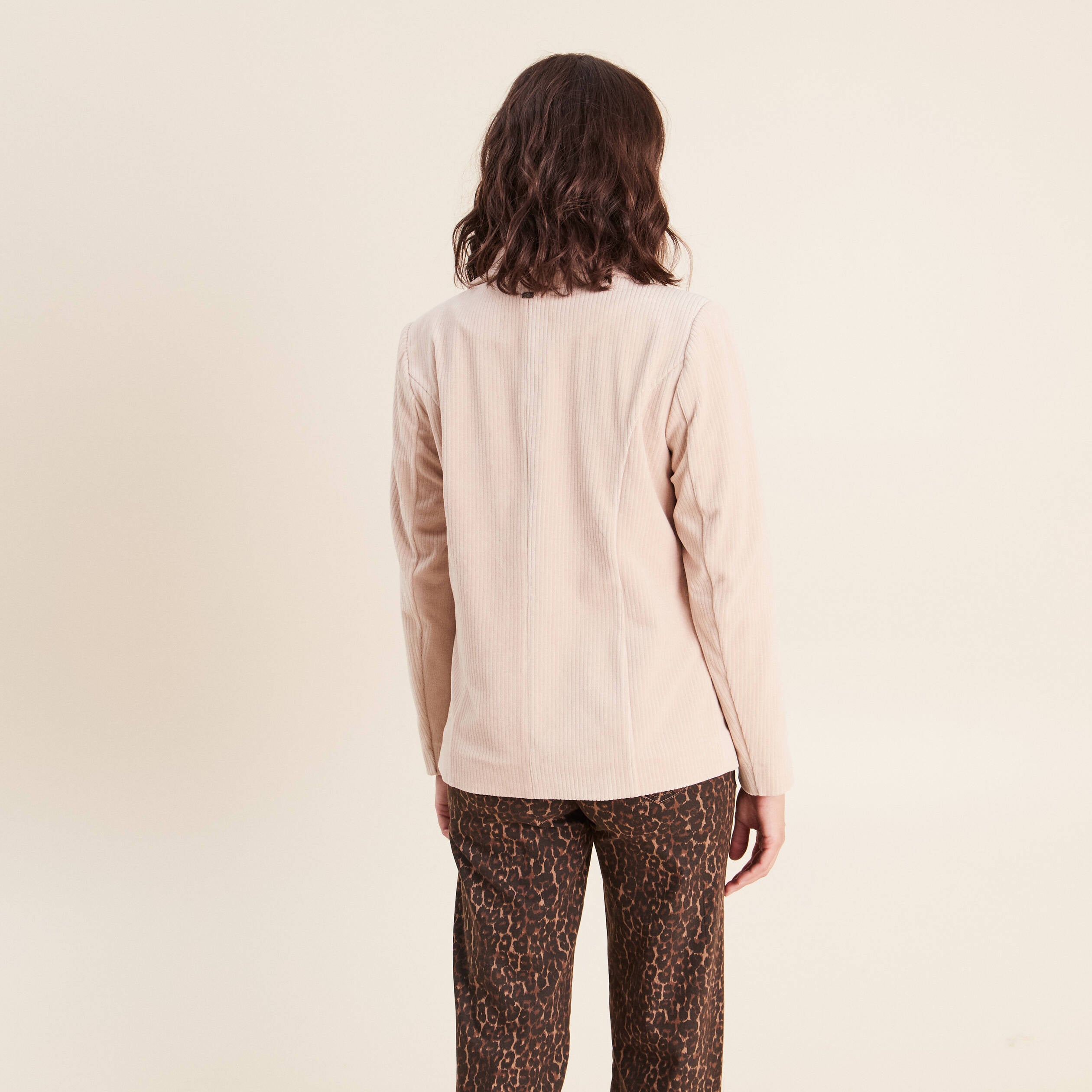 Veste tailleur velours sable femme