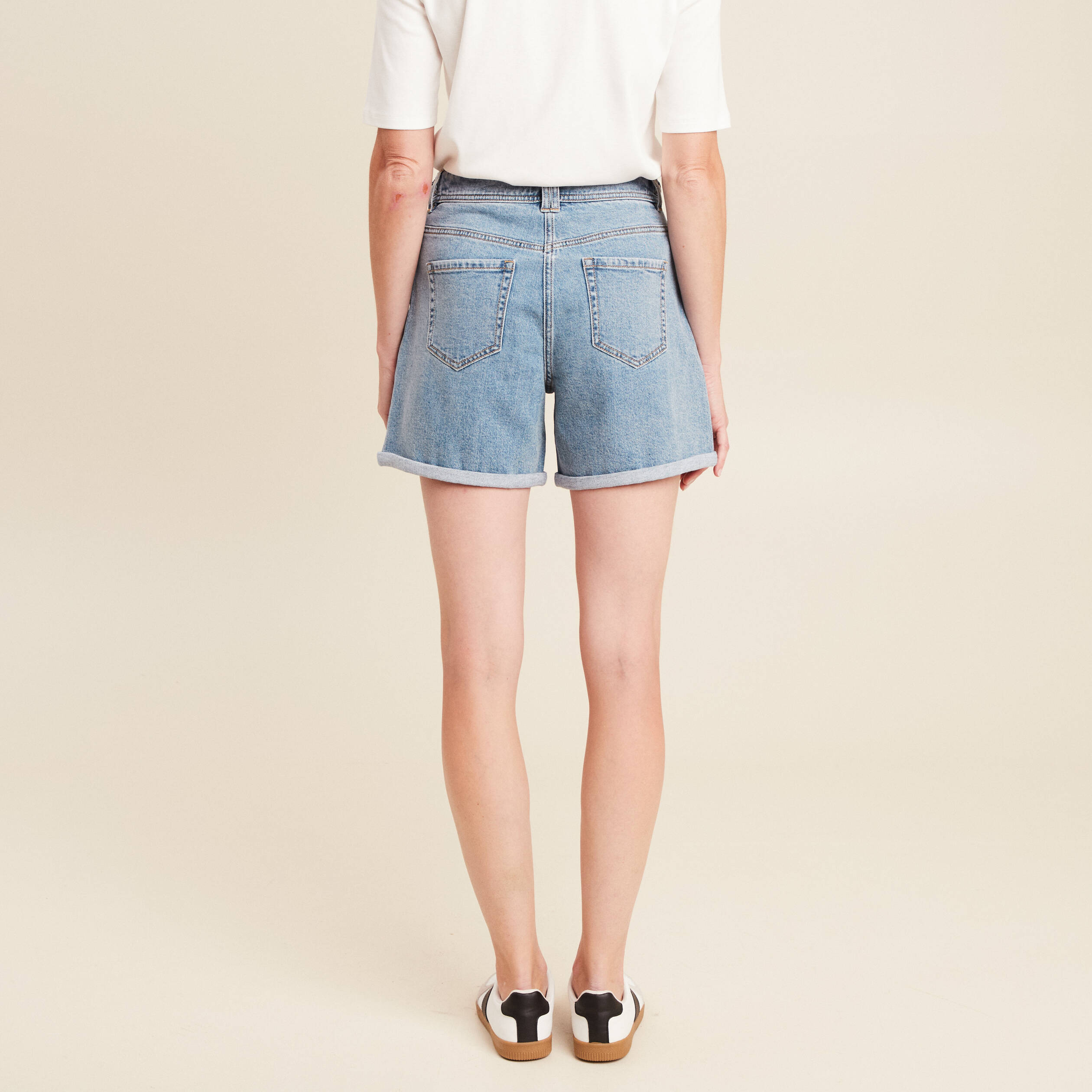 short large taille haute en jean denim double stone femme Short large taille haute en jean denim double stone femme