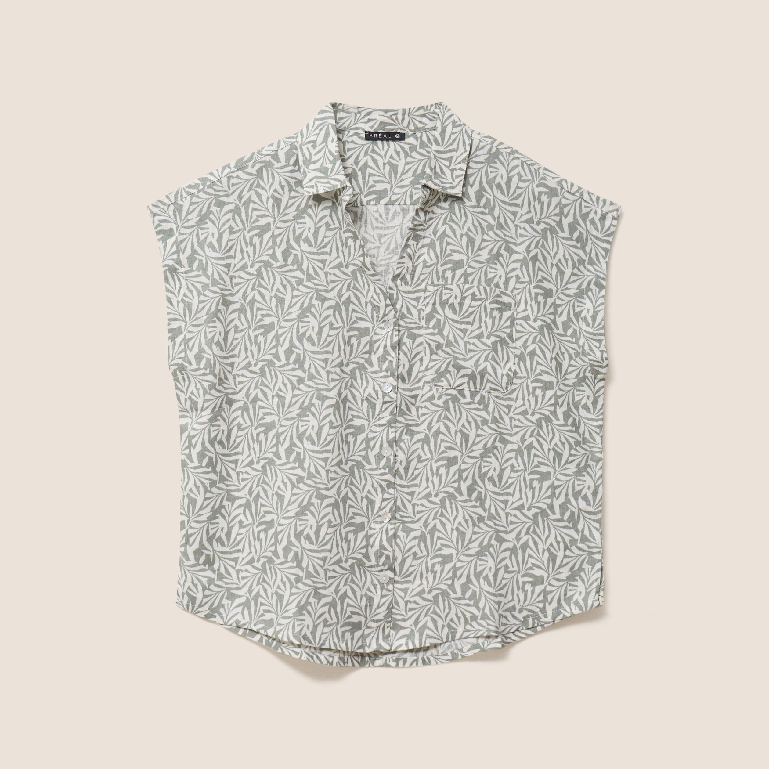 Chemise sans manches vert kaki femme