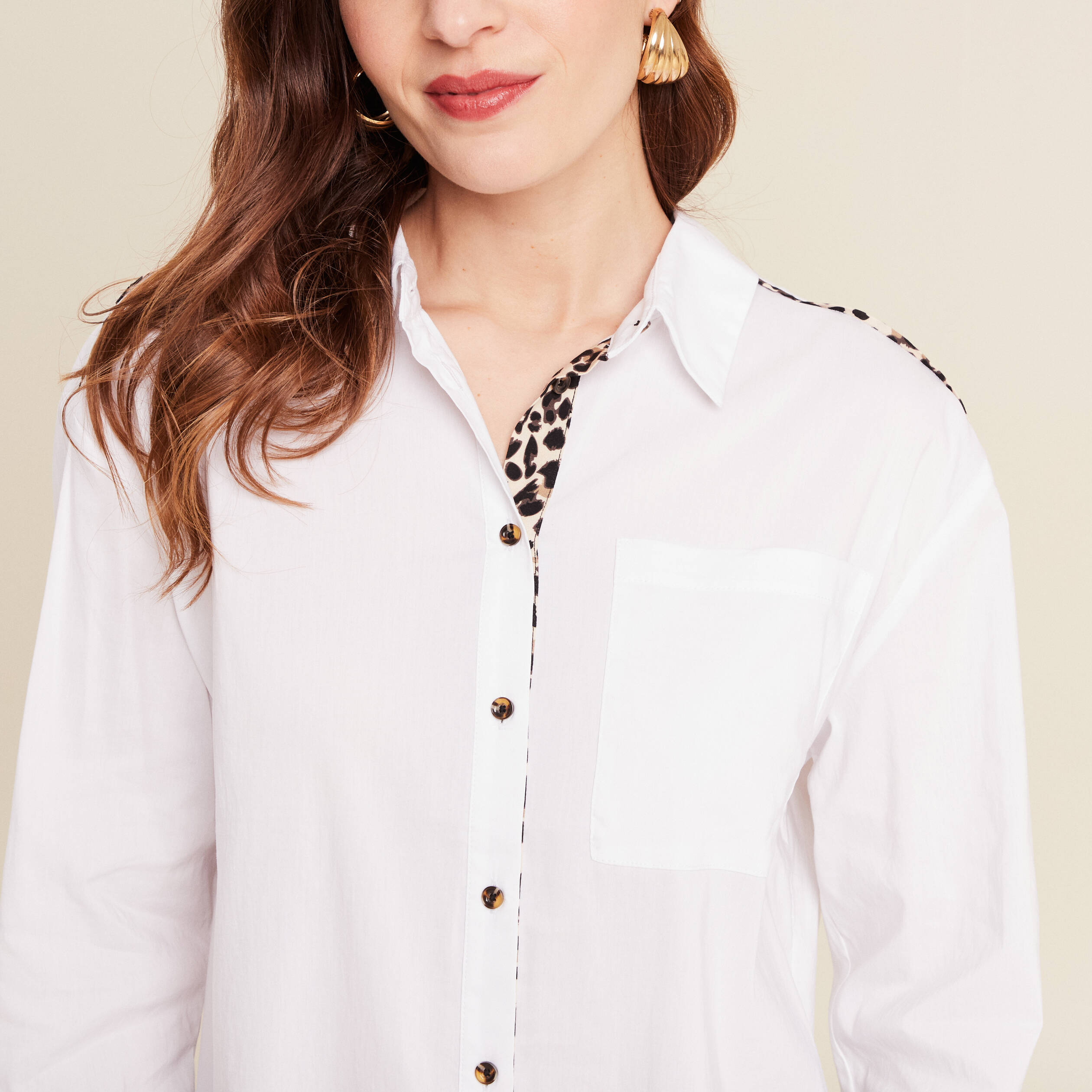 Chemise manches longues ecru femme
