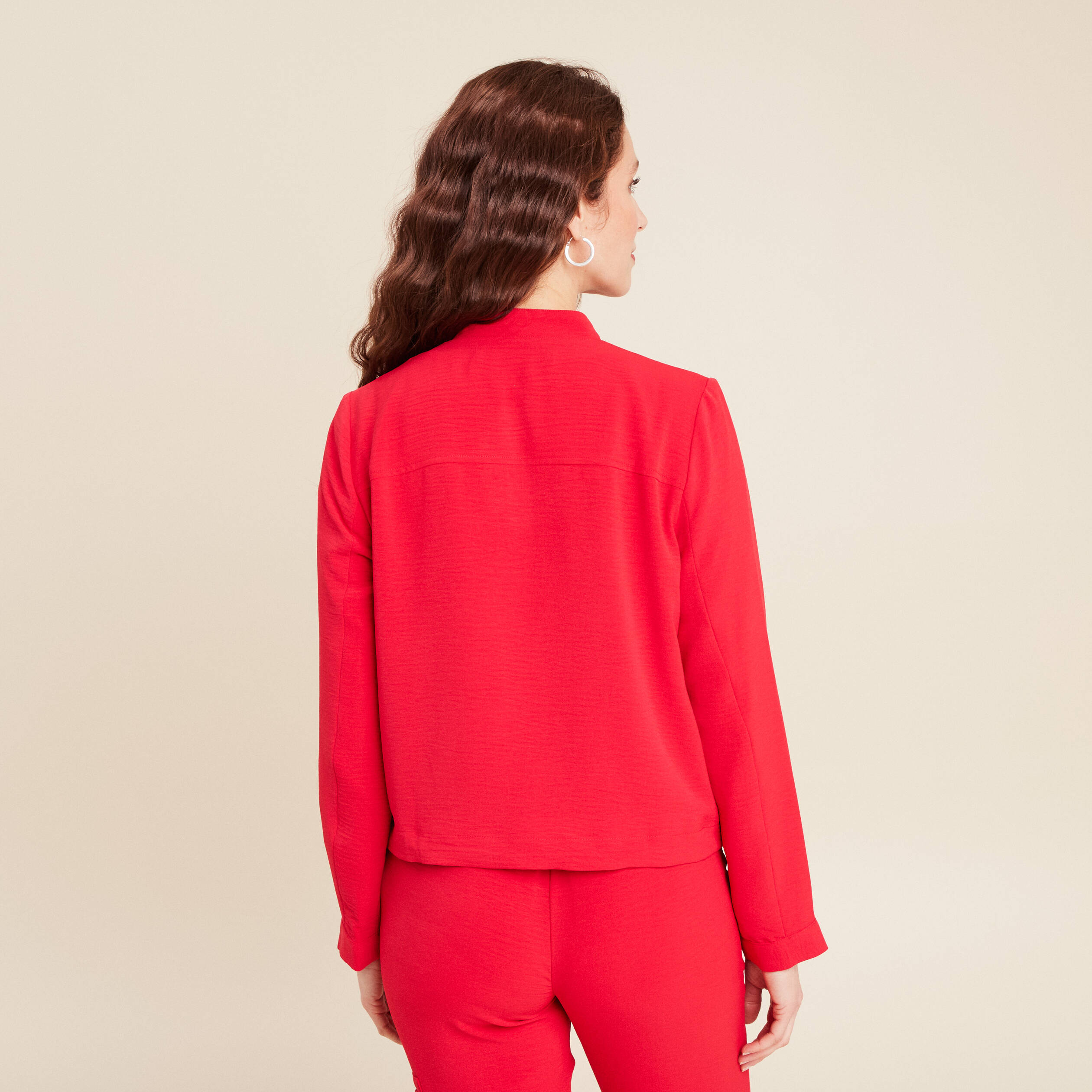 Blouson zipp&eacute; 2 poches rouge femme