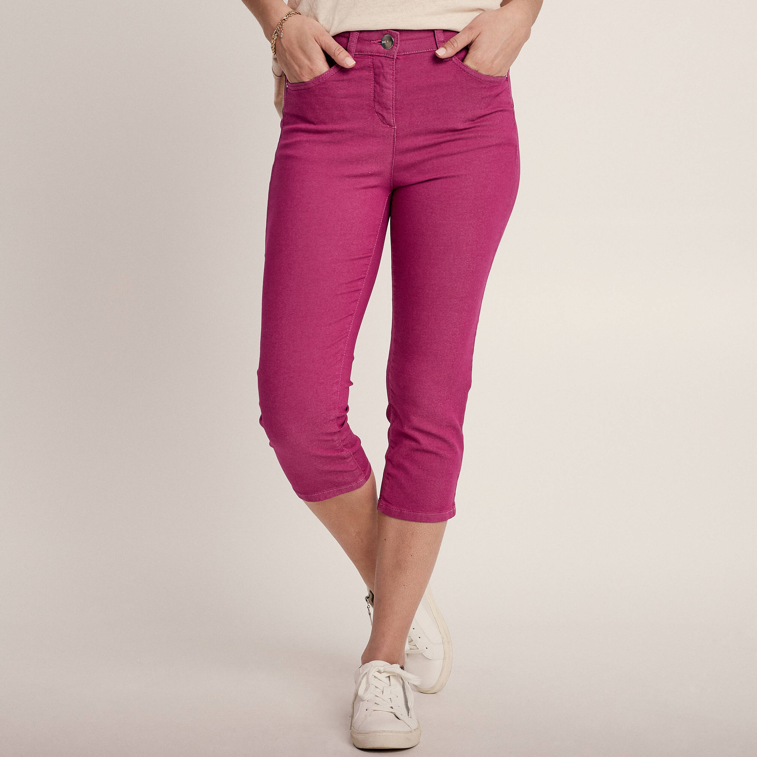 Pantacourt magique Le L&eacute;ger coupe droite rose fushia femme