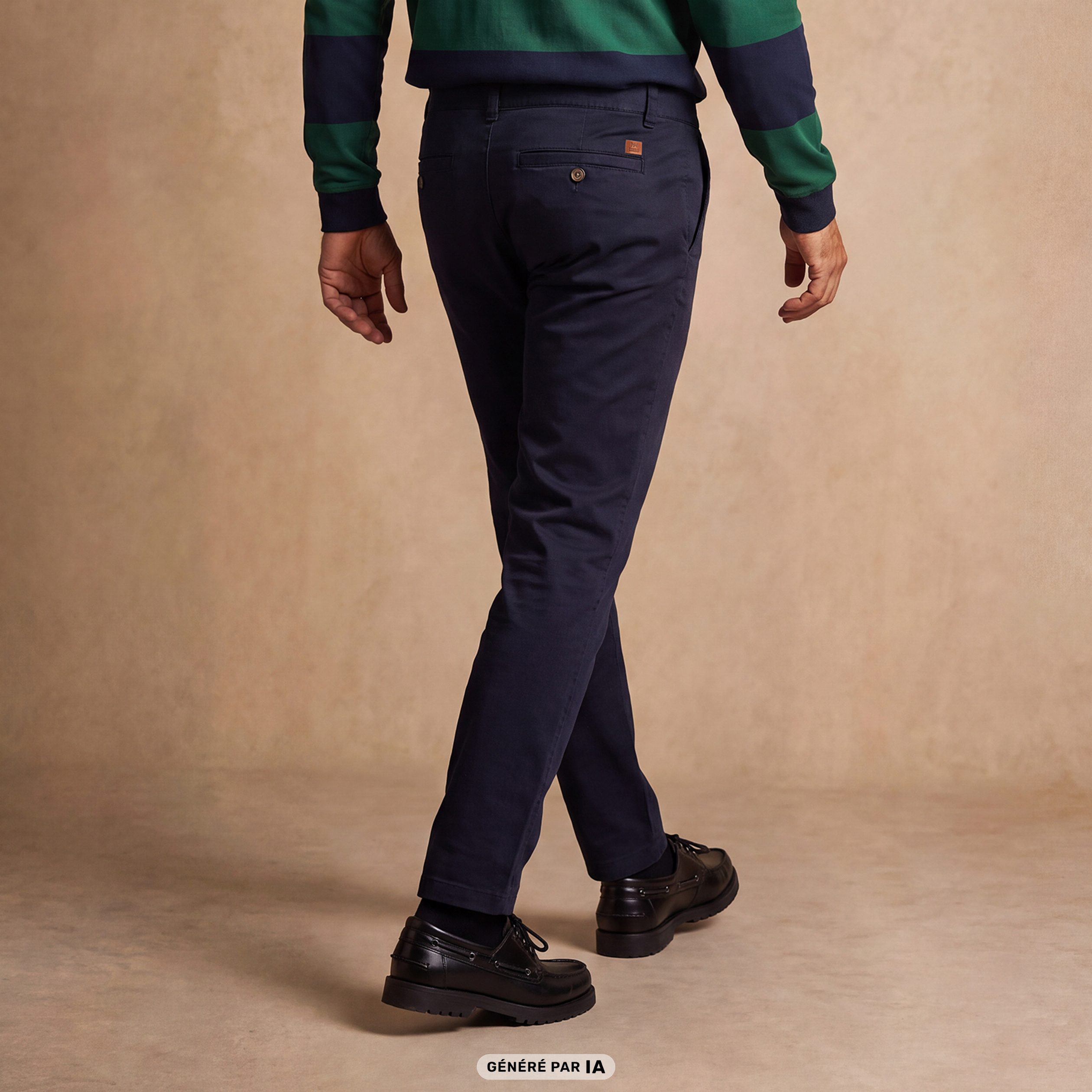 Pantalon Magique Monsieur le Leger chino bleu fonc&eacute; femme