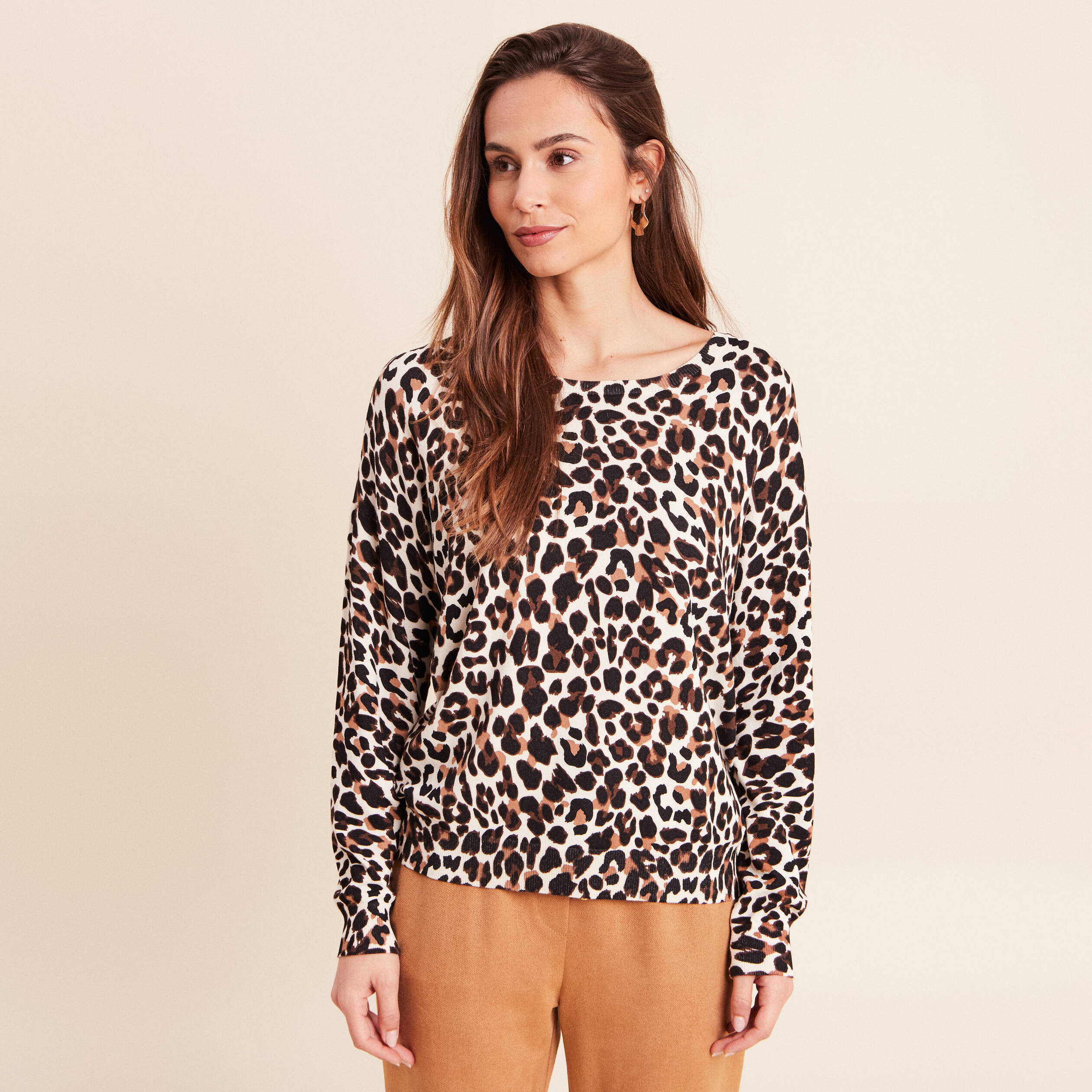 Pull manches longues bleu gris femme