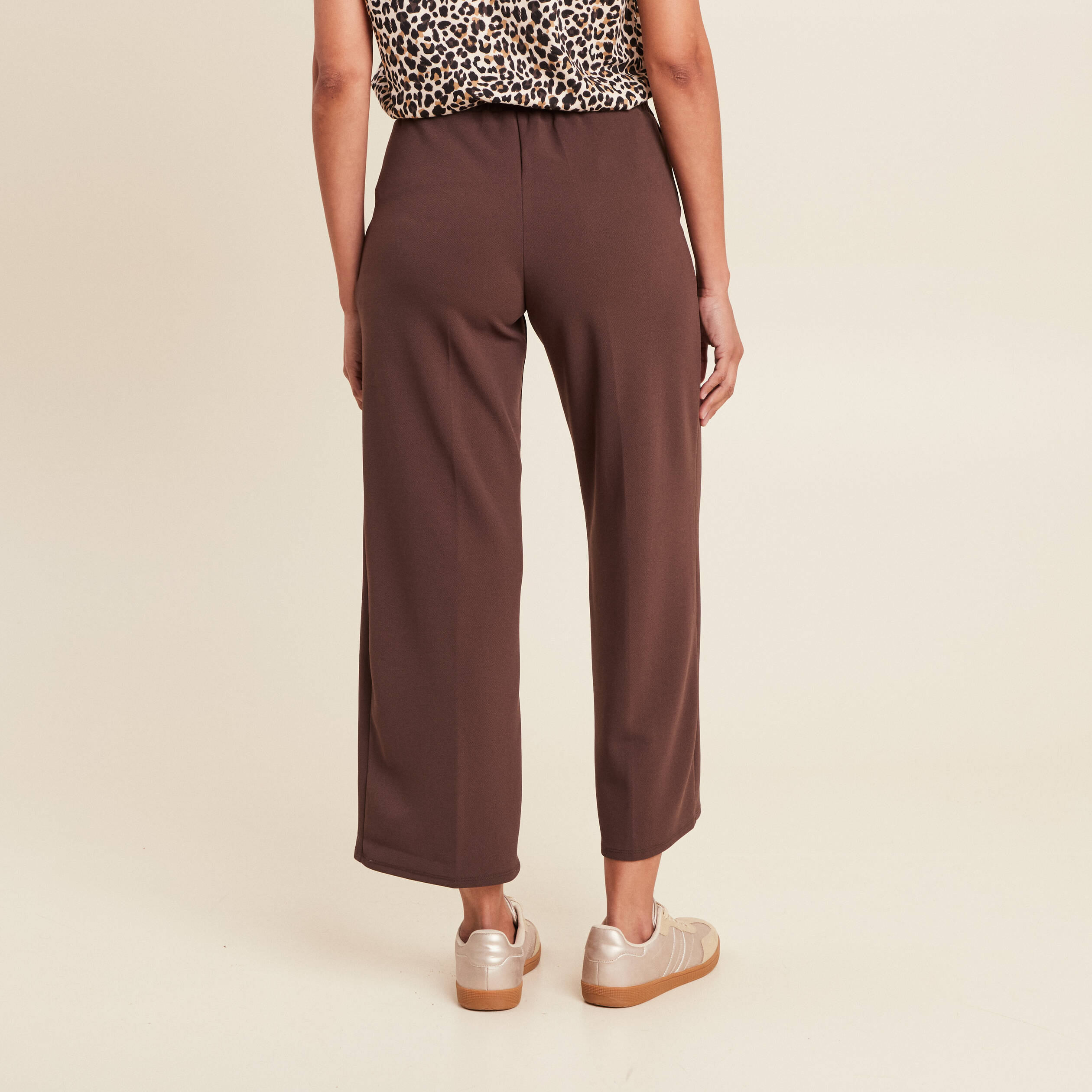 pantalon large pinces marron femme Pantalon large pinces marron femme