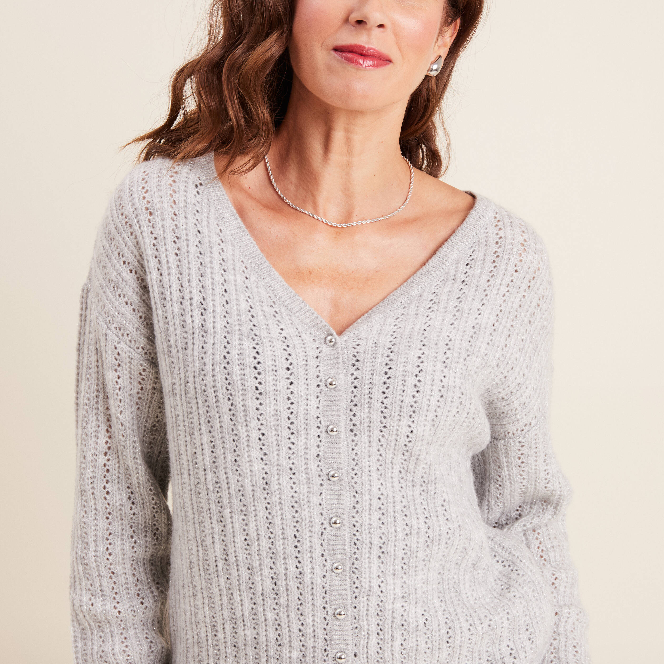 gilet manches longues 2 en 1 gris clair femme Gilet manches longues 2-en-1 gris clair femme