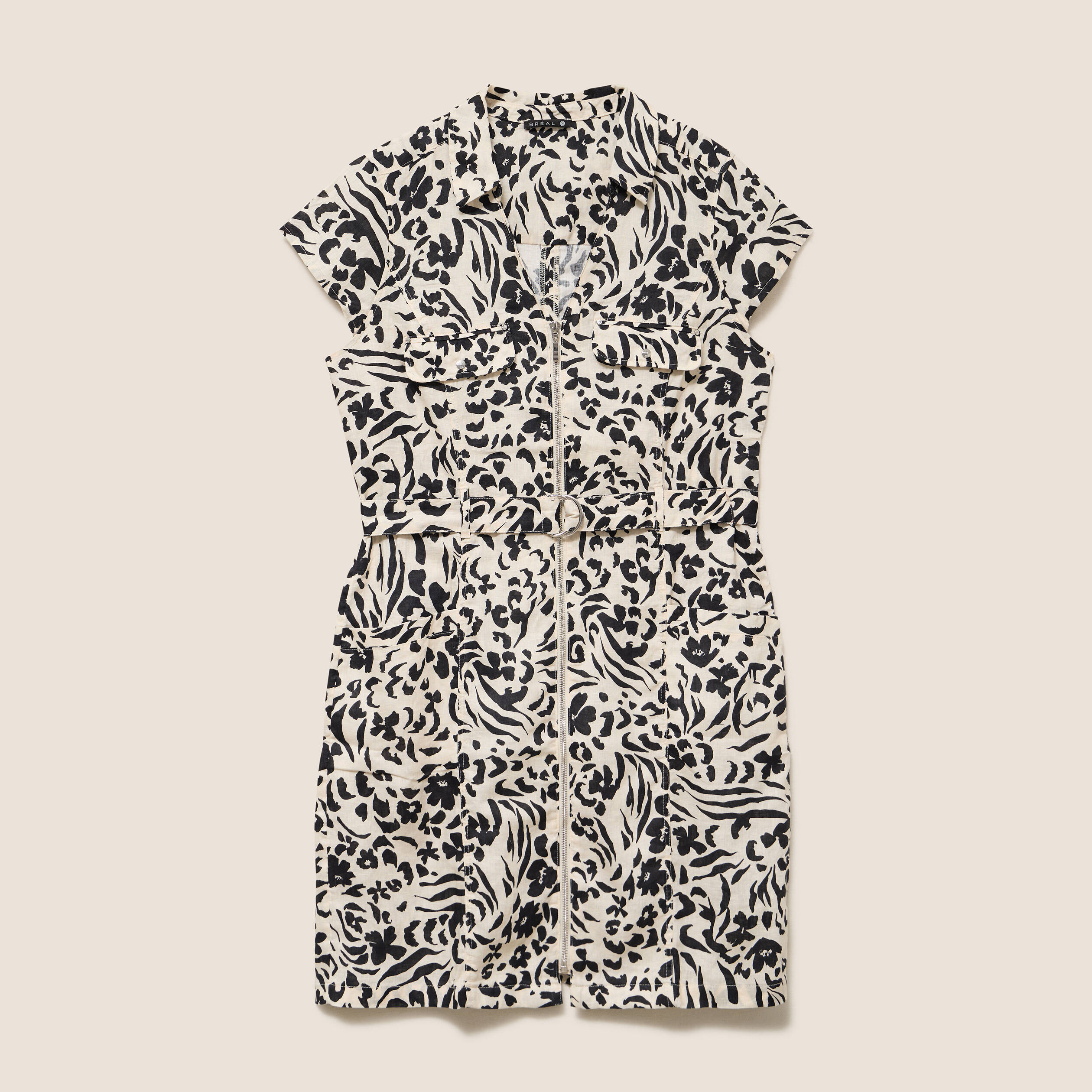 Robe droite zipp&eacute;e blanc femme
