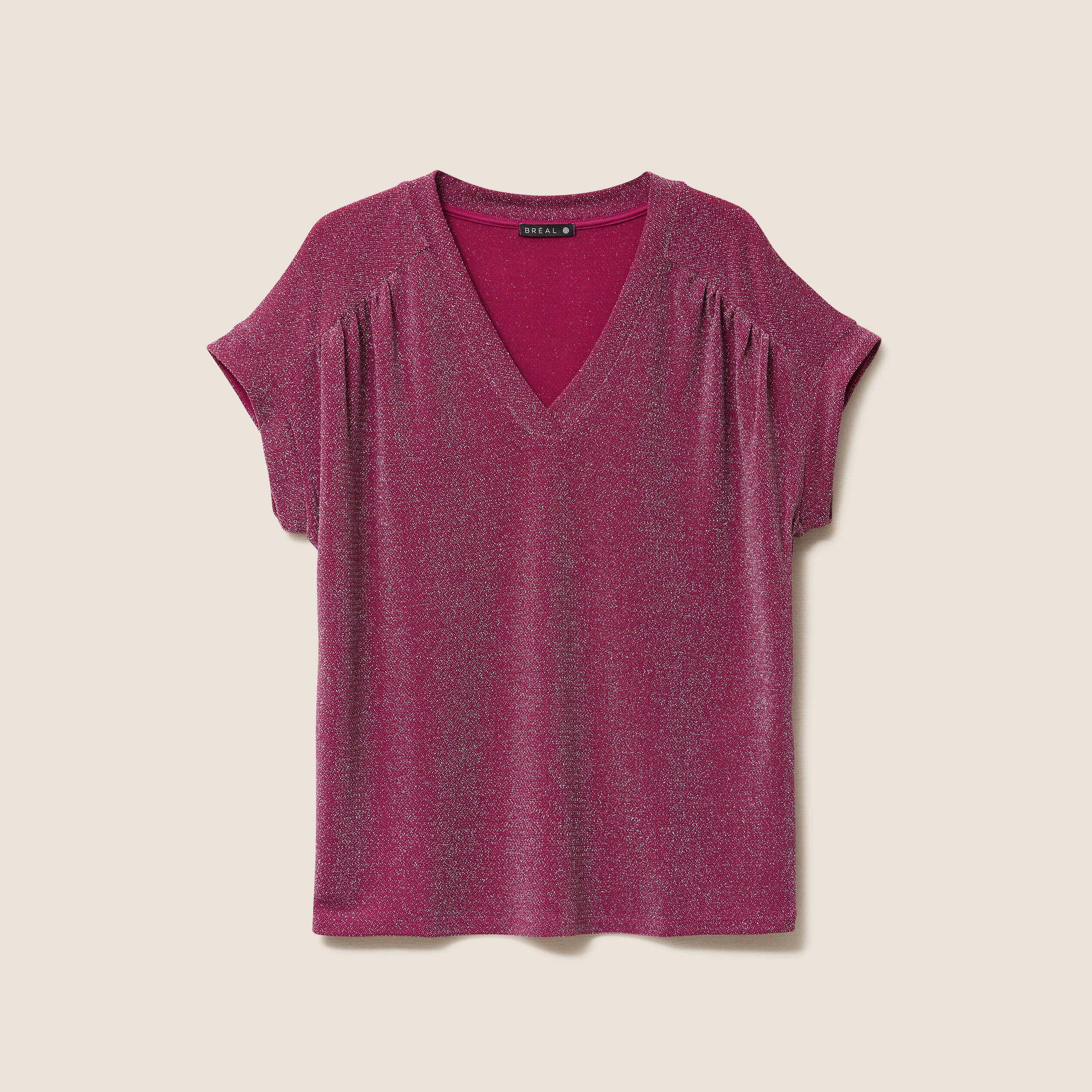 T-shirt manches courtes rouge fonc&eacute; femme