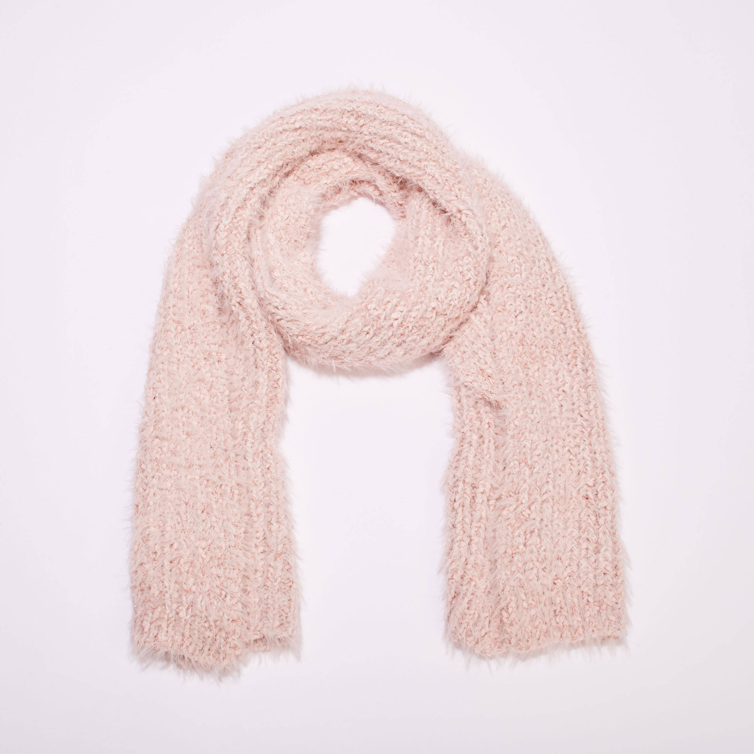 Lot bonnet et écharpe vieux rose femme