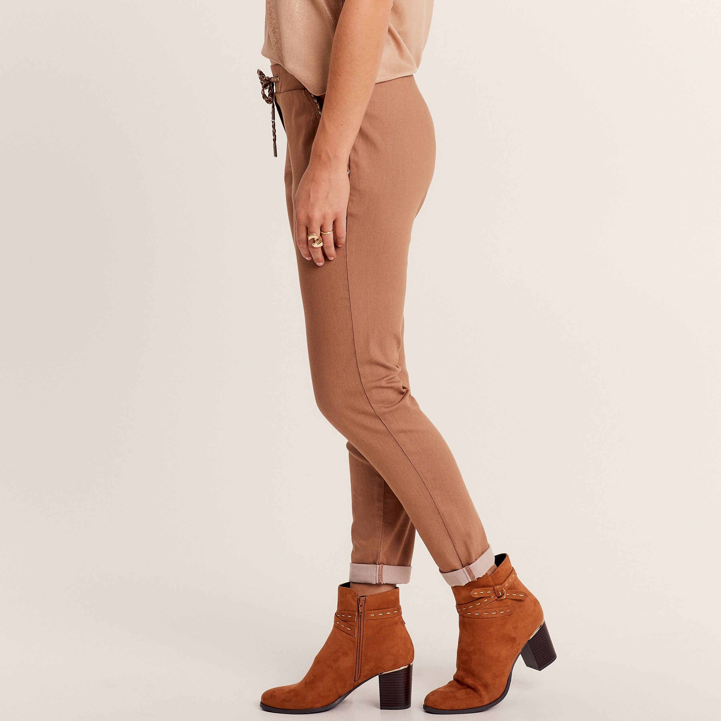 Pantalon jogger 7/8ème marron femme