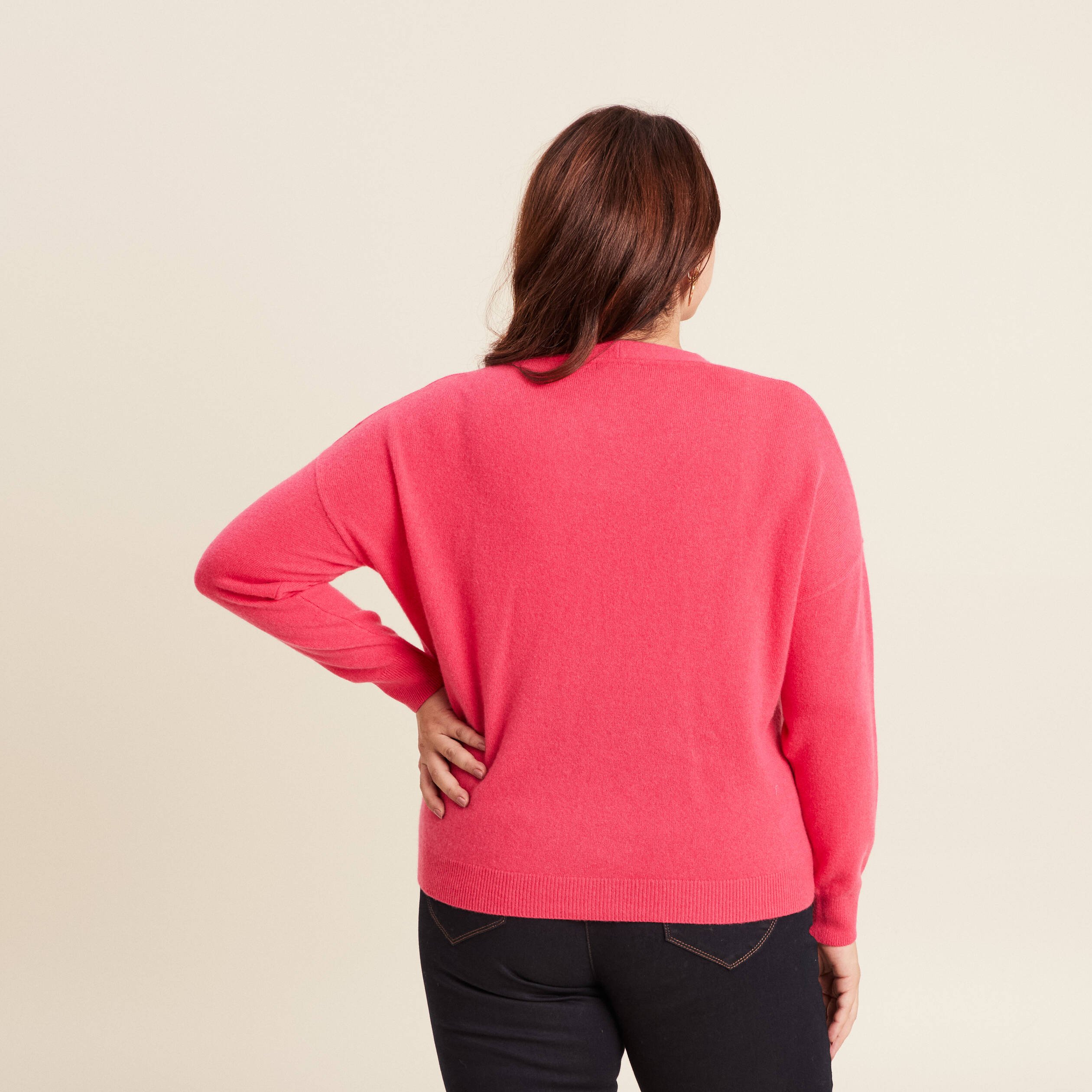 pull en cachemire manches longues rose framboise femme Pull en cachemire manches longues rose framboise femme