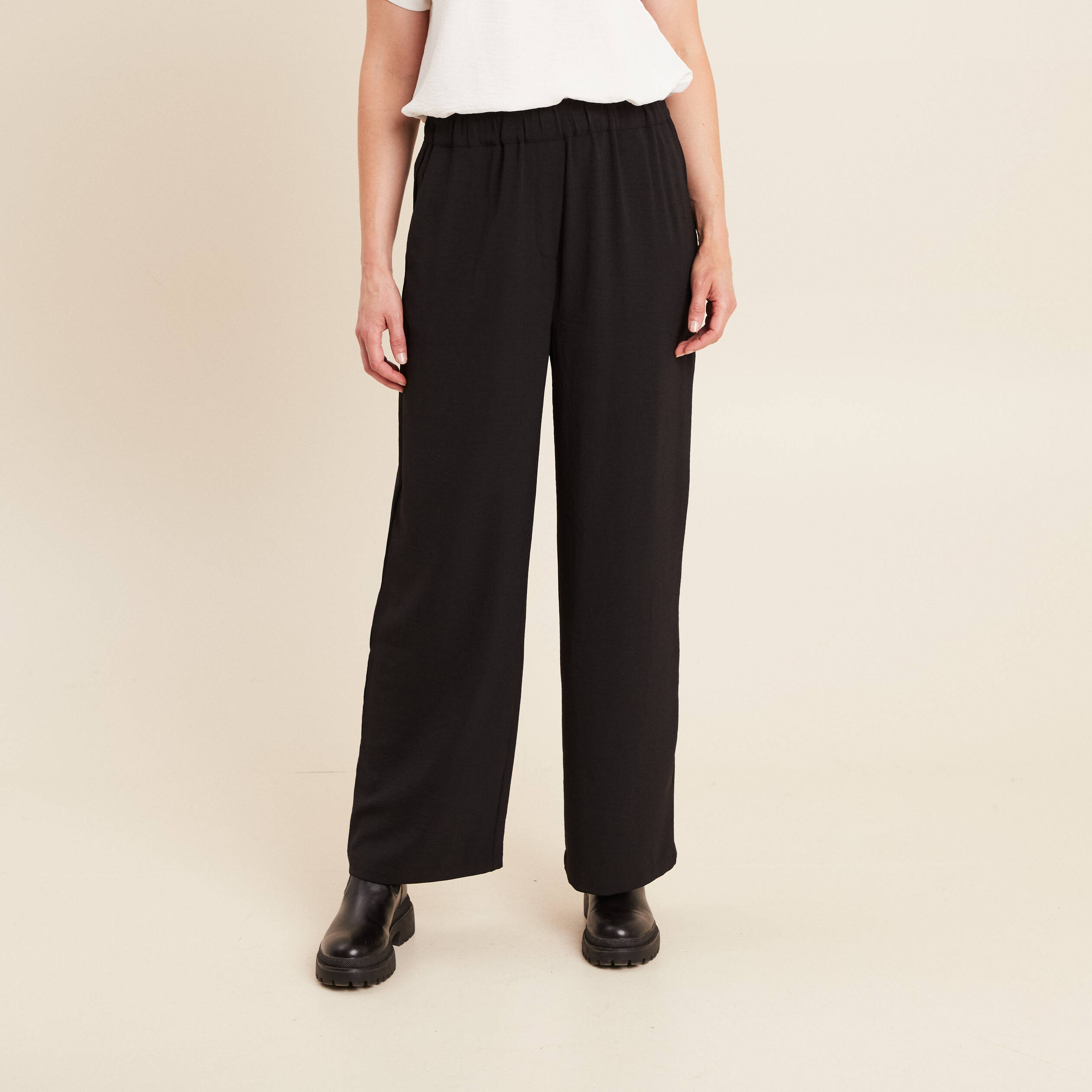 pantalon large taille haute noir femme Pantalon large taille haute noir femme