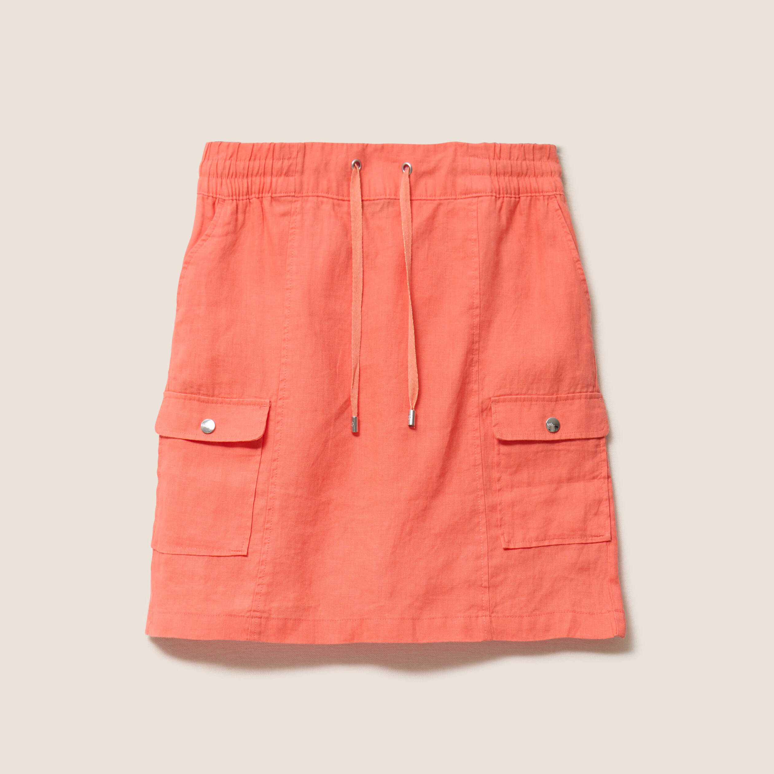 Jupe standard aspect lin orange fluo femme