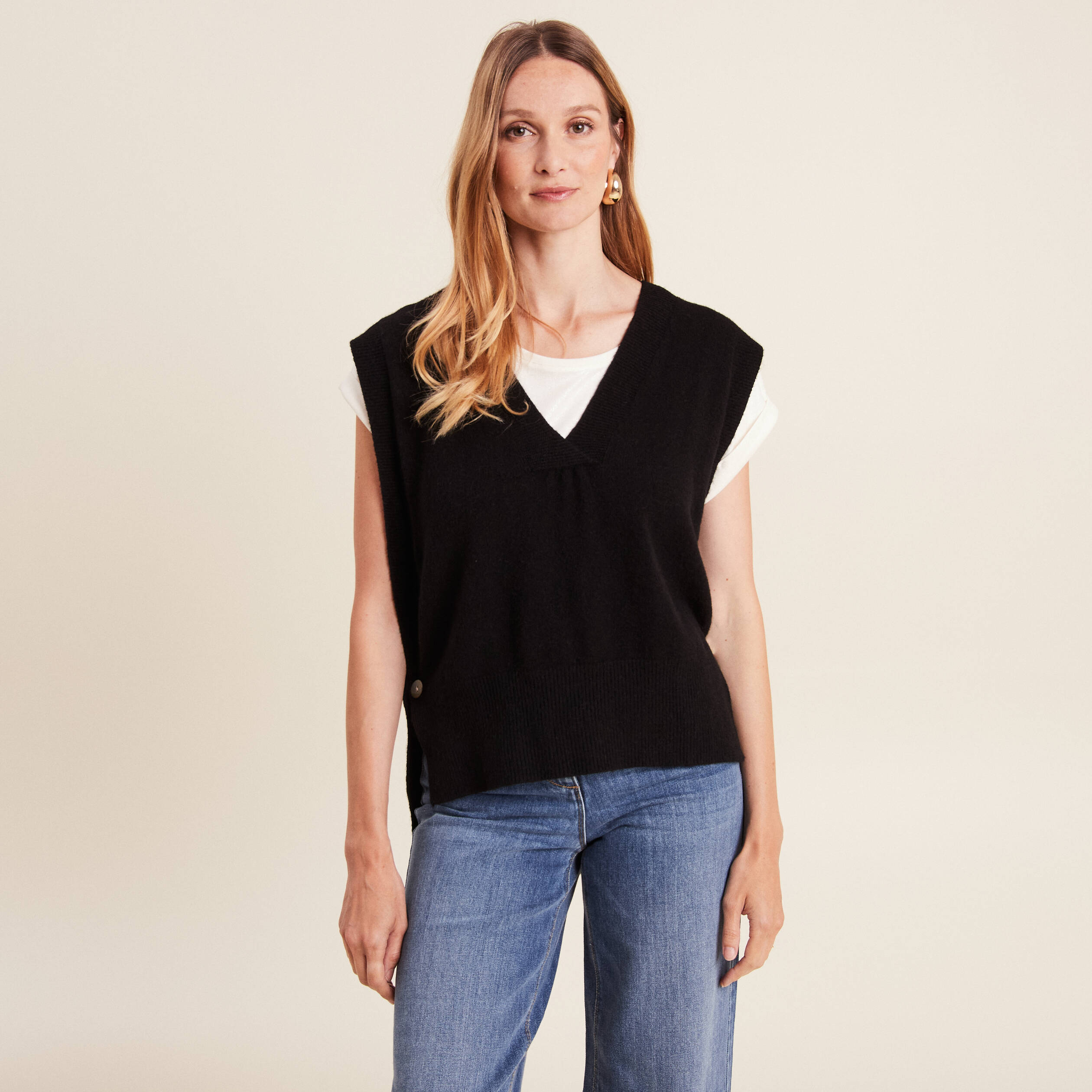 pull sans manches noir femme Pull sans manches noir femme