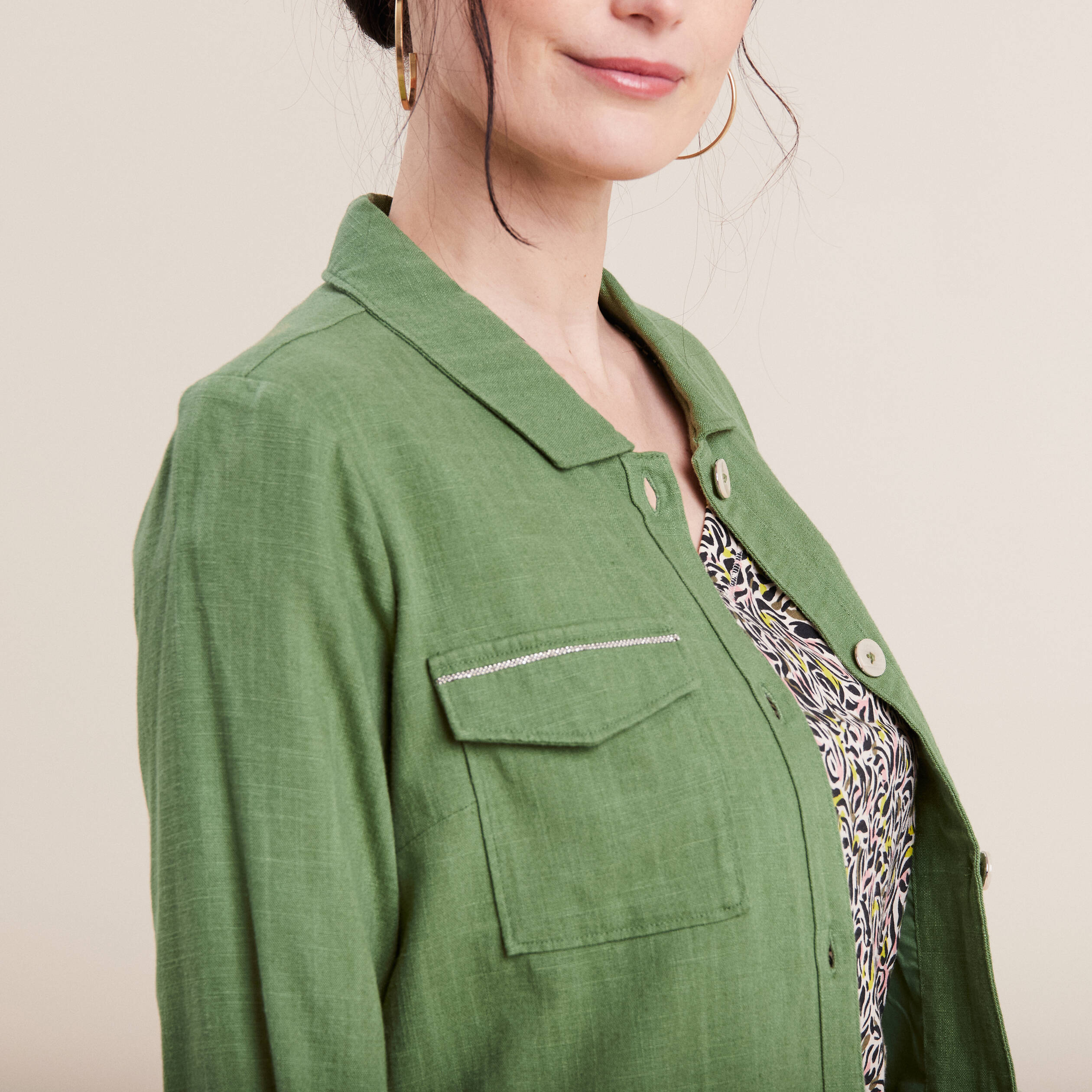 veste droite boutonnee vert femme Veste droite boutonnée vert femme