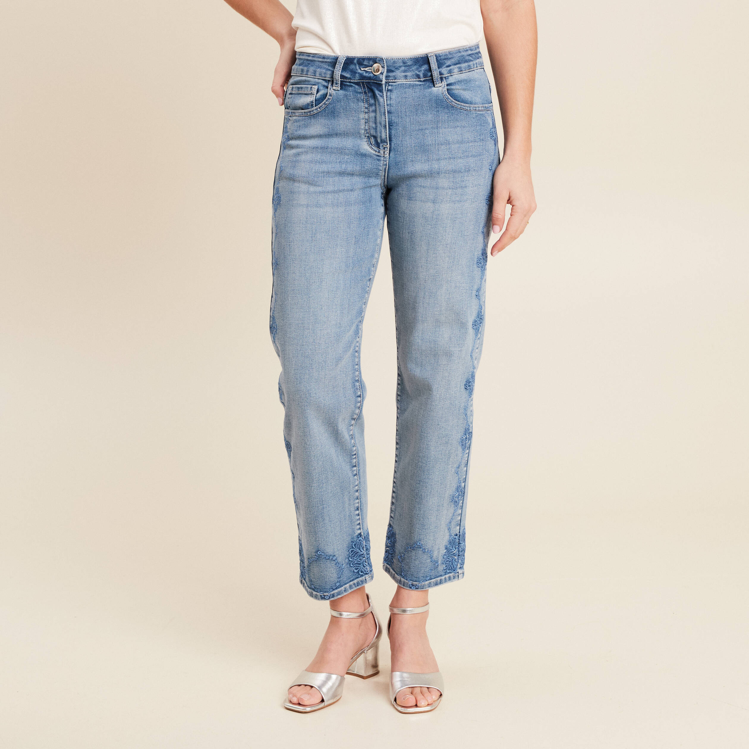 jean large 78eme denim double stone femme Jean large 7/8ème denim double stone femme