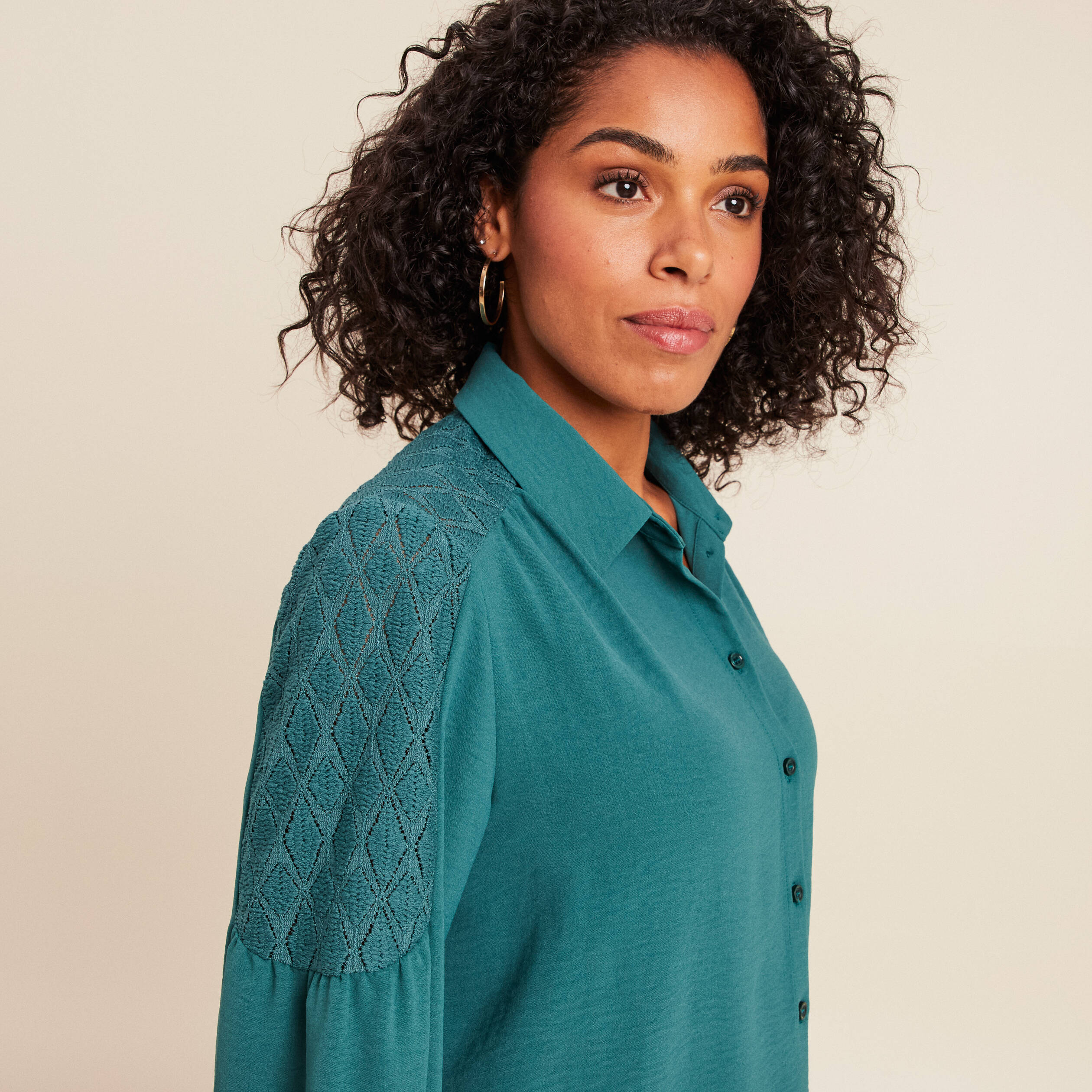 Blouse Caroll Taille 38 Manches Longues Gris-vert - Occasion Très Bon état