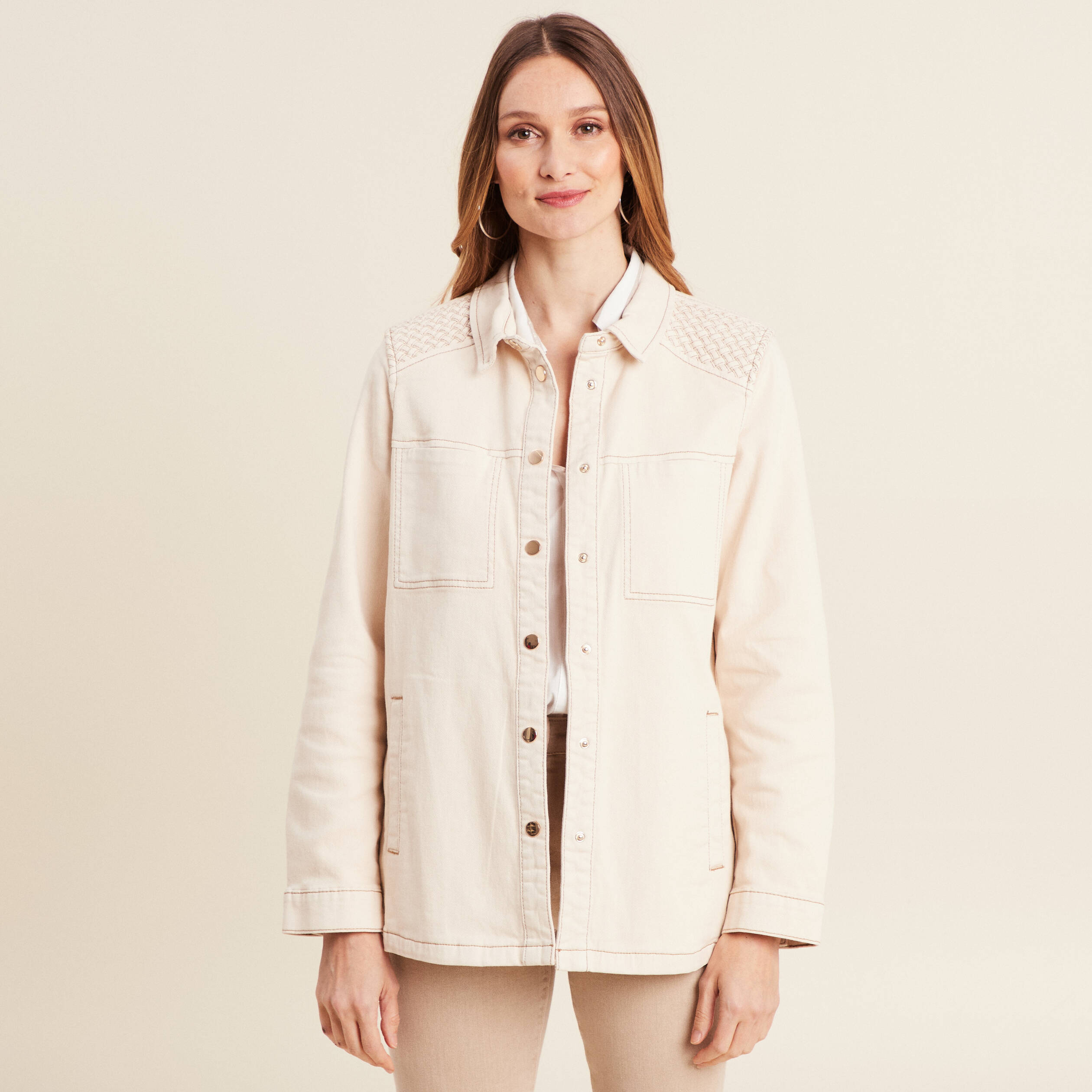 surchemise boutonnee ivoire femme Surchemise boutonnée ivoire femme