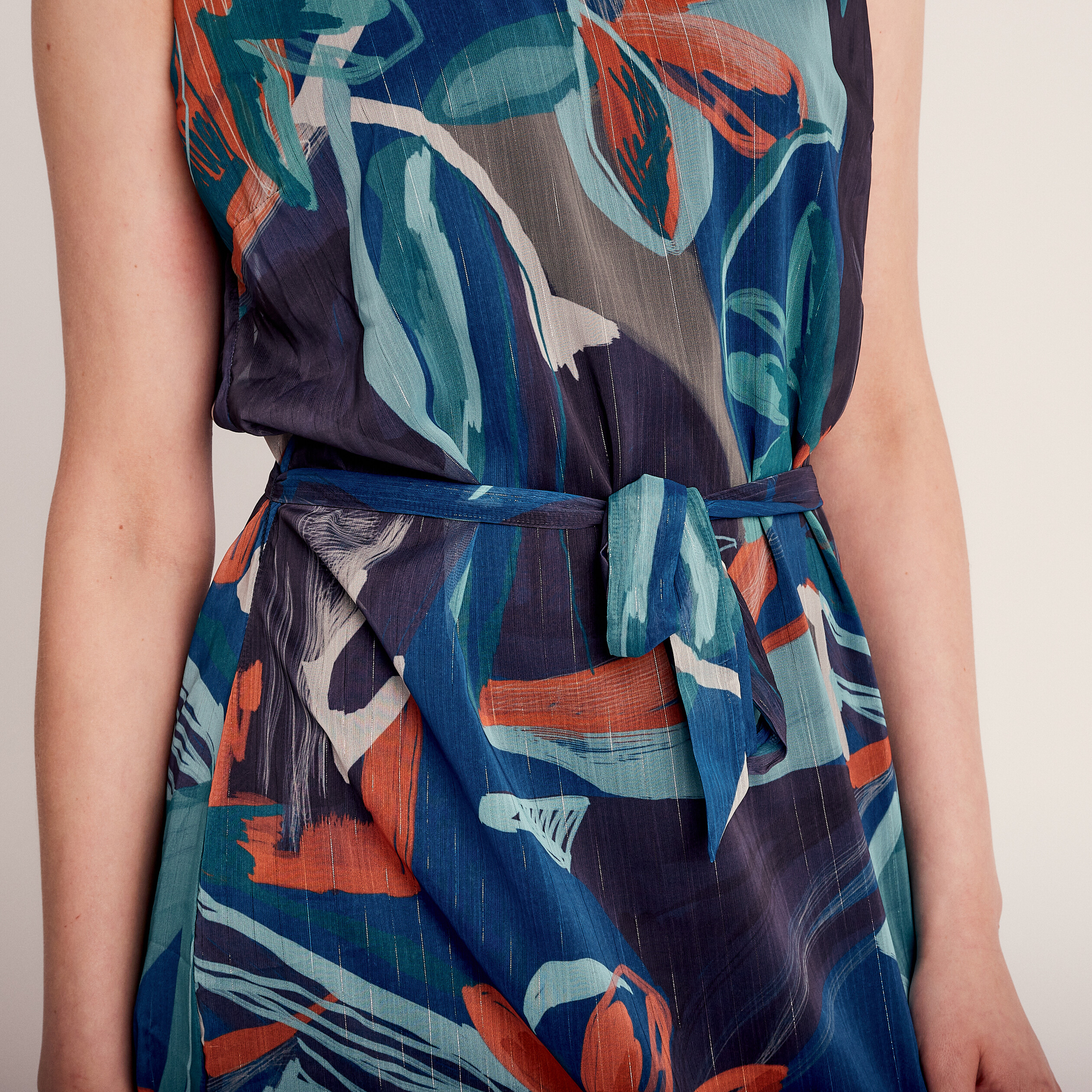 Robe droite sans manches multicolore femme