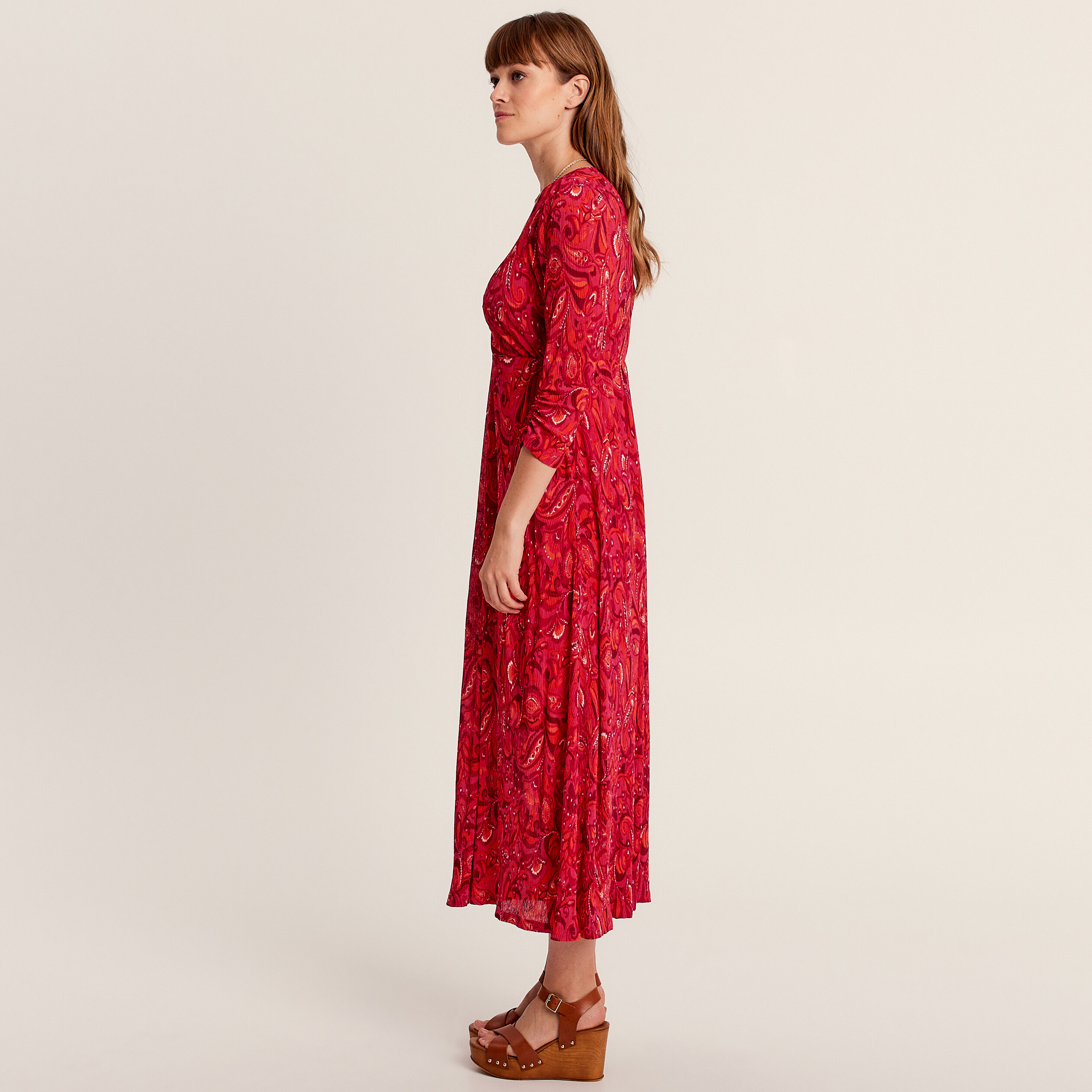 Robe longue hotsell plissée rose