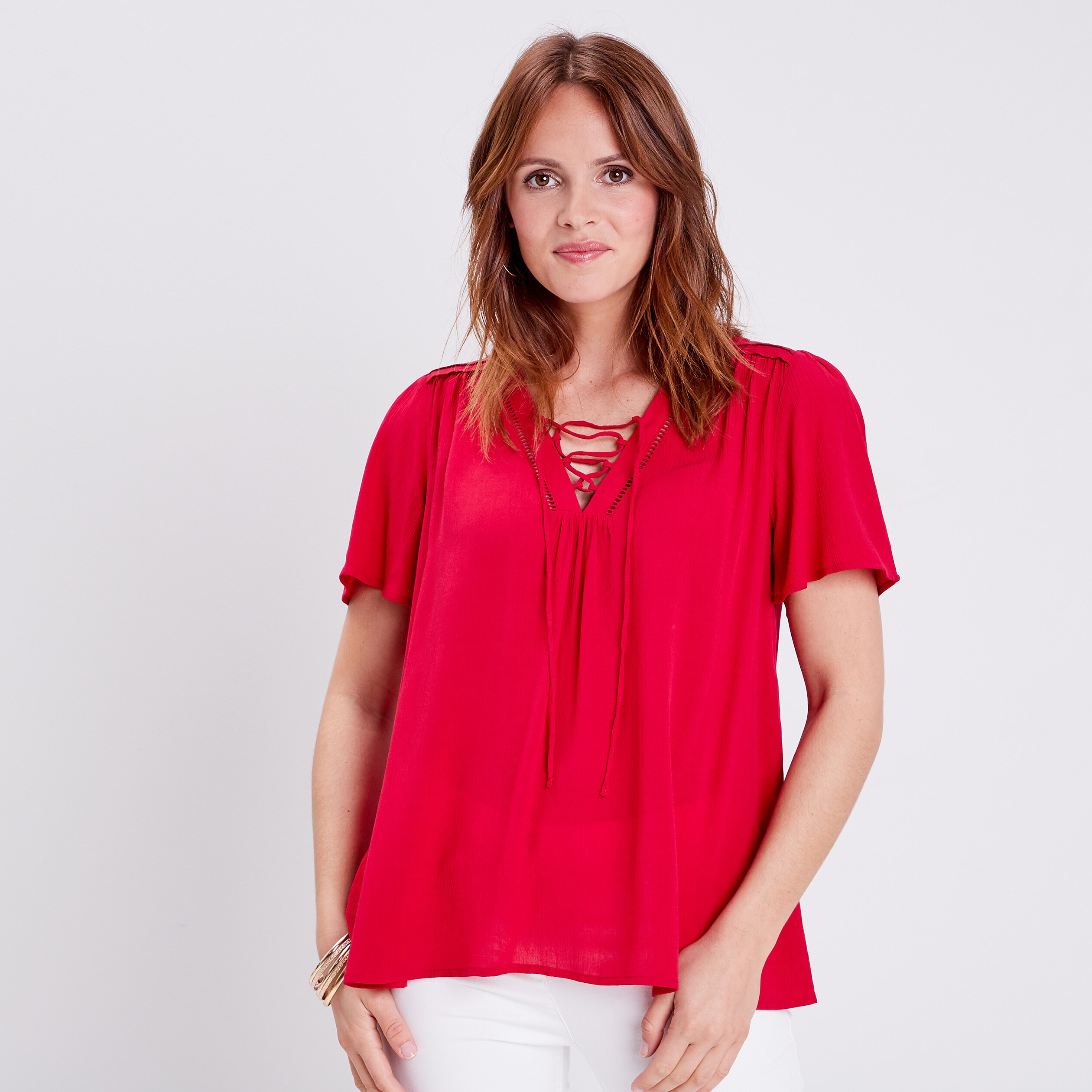 blouse manches courtes rose framboise femme Blouse manches courtes rose framboise femme