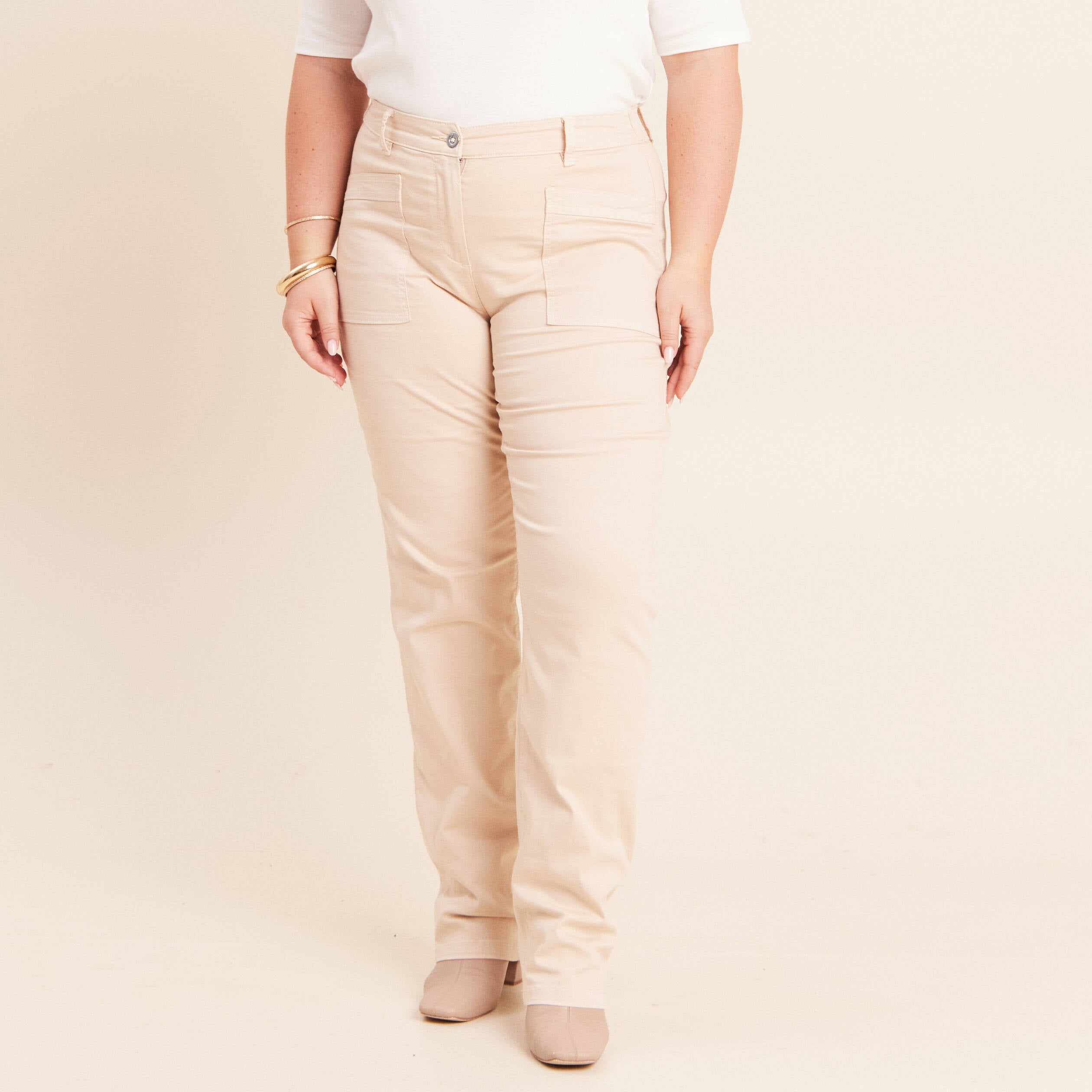 Pantalon coupe mom long ivoire femme