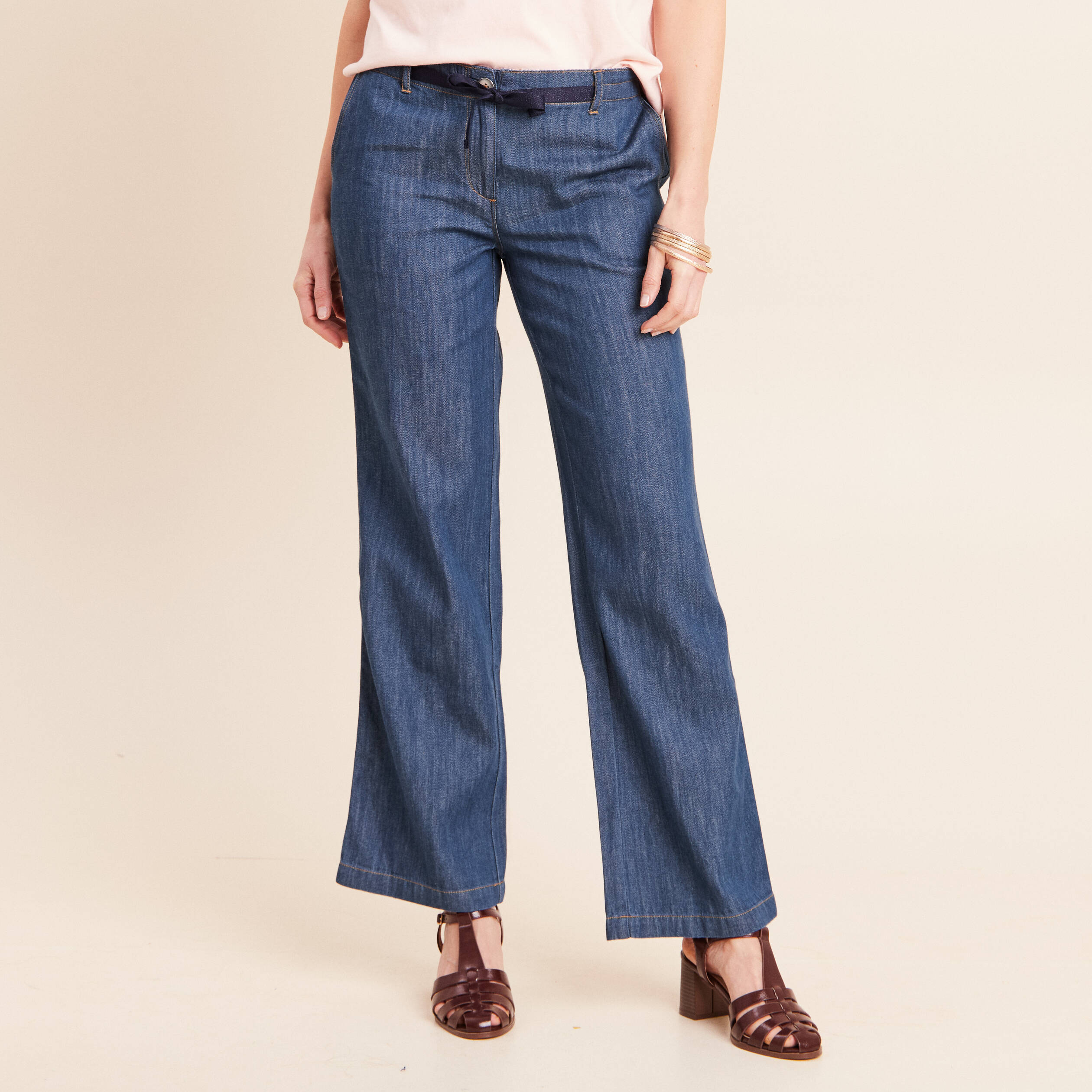 Jean large et fluide denim stone femme